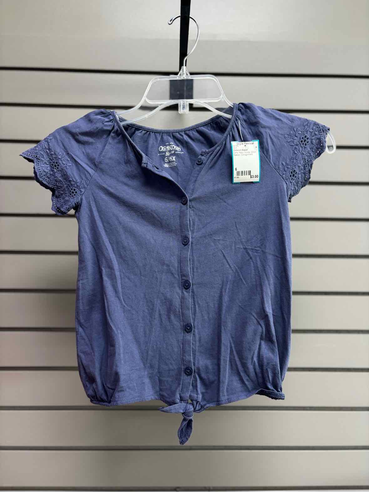 Girl's Child Size 6 Oshkosh Bigosh Navy Scoop Short Sleeve Shirt