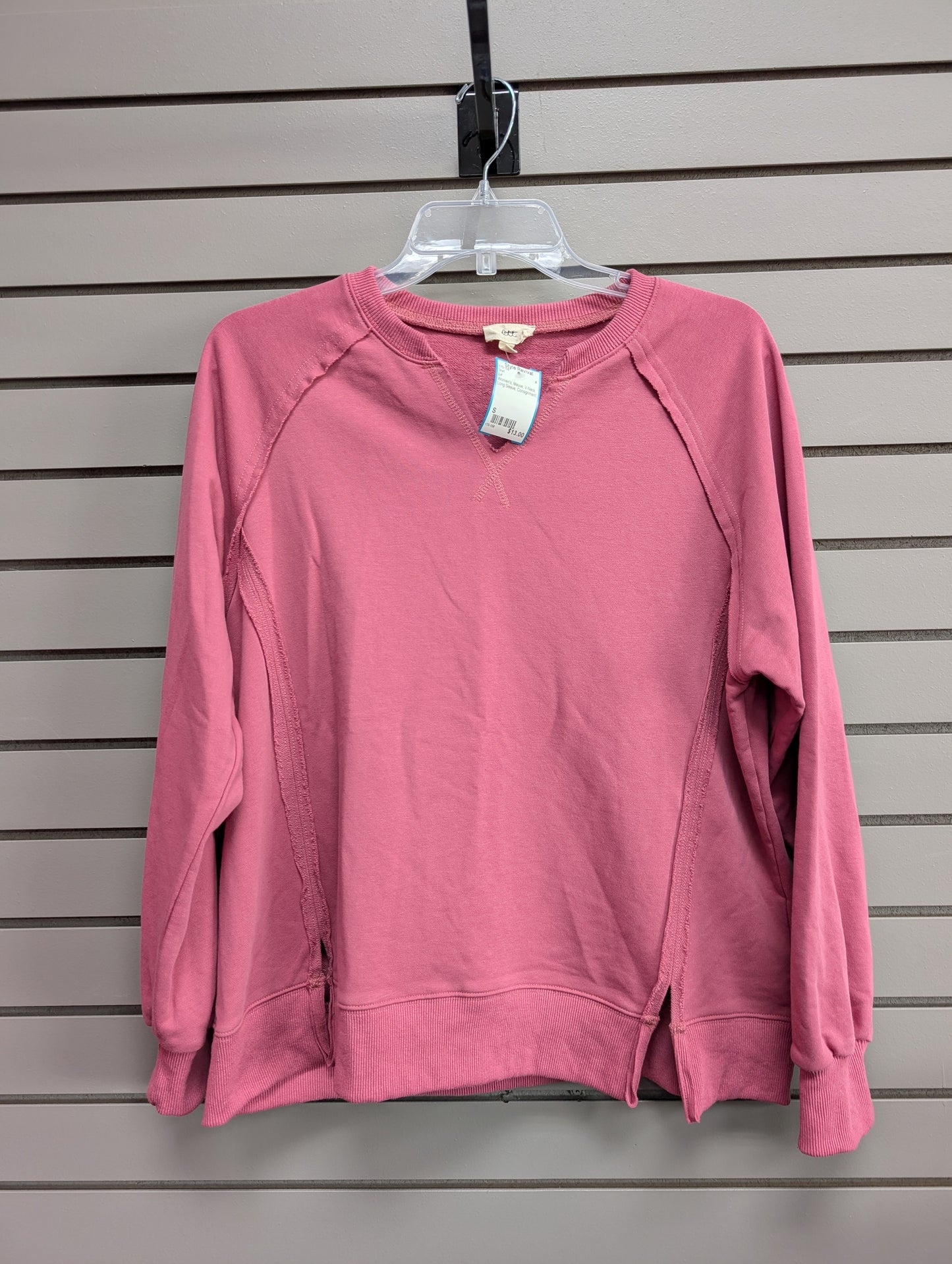 Women's Women Size S Mauve Lit V-Neck Long Sleeve Shirt