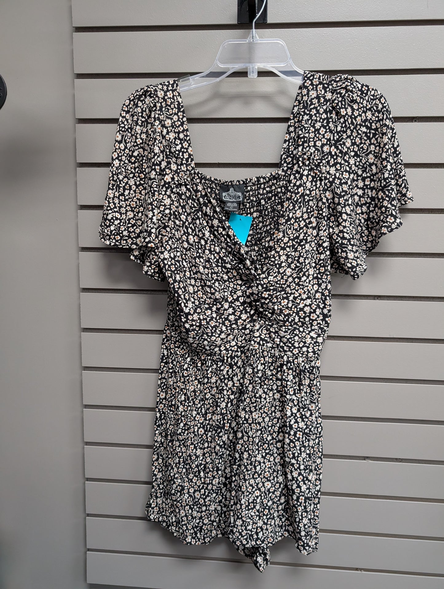 Women Size L Black Angie Floral Short Romper