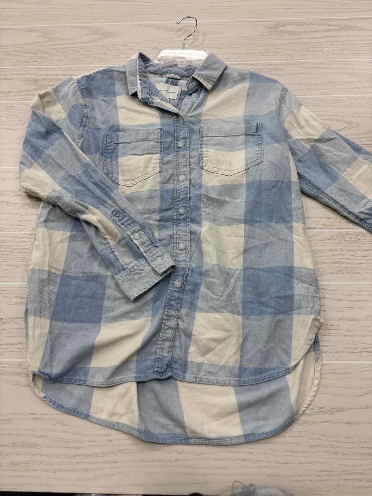 Women's Women Size XXS American Eagle Blue Long Sleeve Button Down