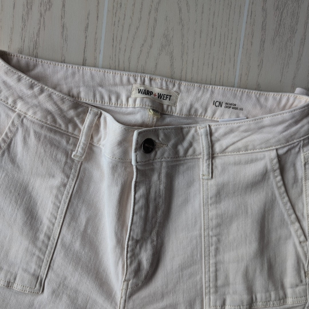 Women's Waist Size 10 Warp + Weft Cream Wide Leg Jean