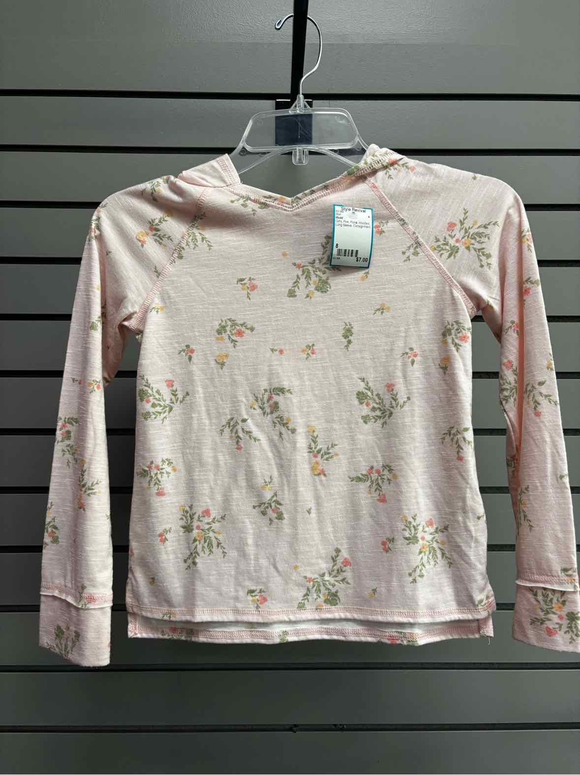 Girl's Child Size 8 Mudd Pink Floral Hooded Long Sleeve Shirt