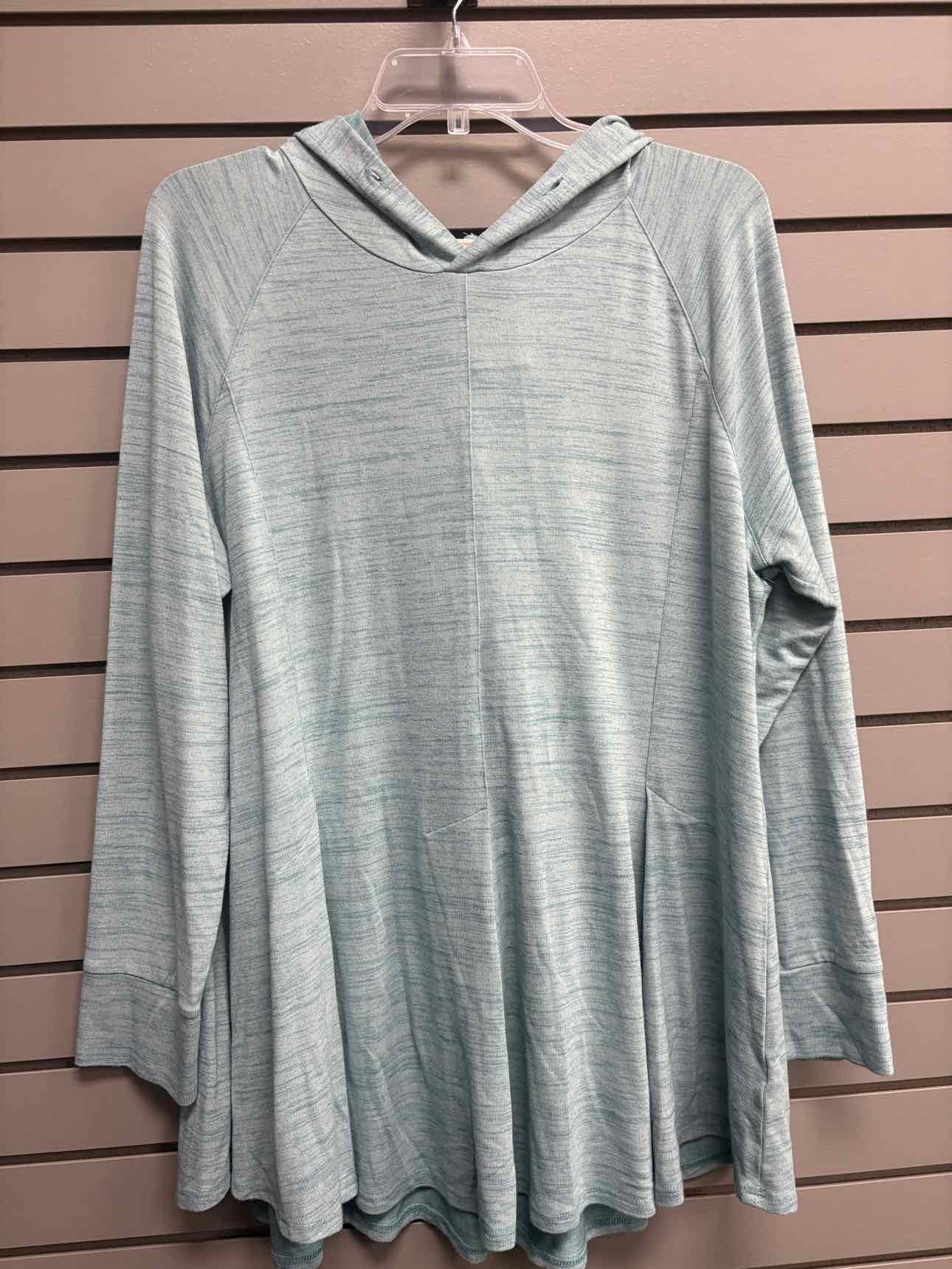 Women's Women Size XL Blue Soft Surroundings Hooded Long Sleeve Shirt