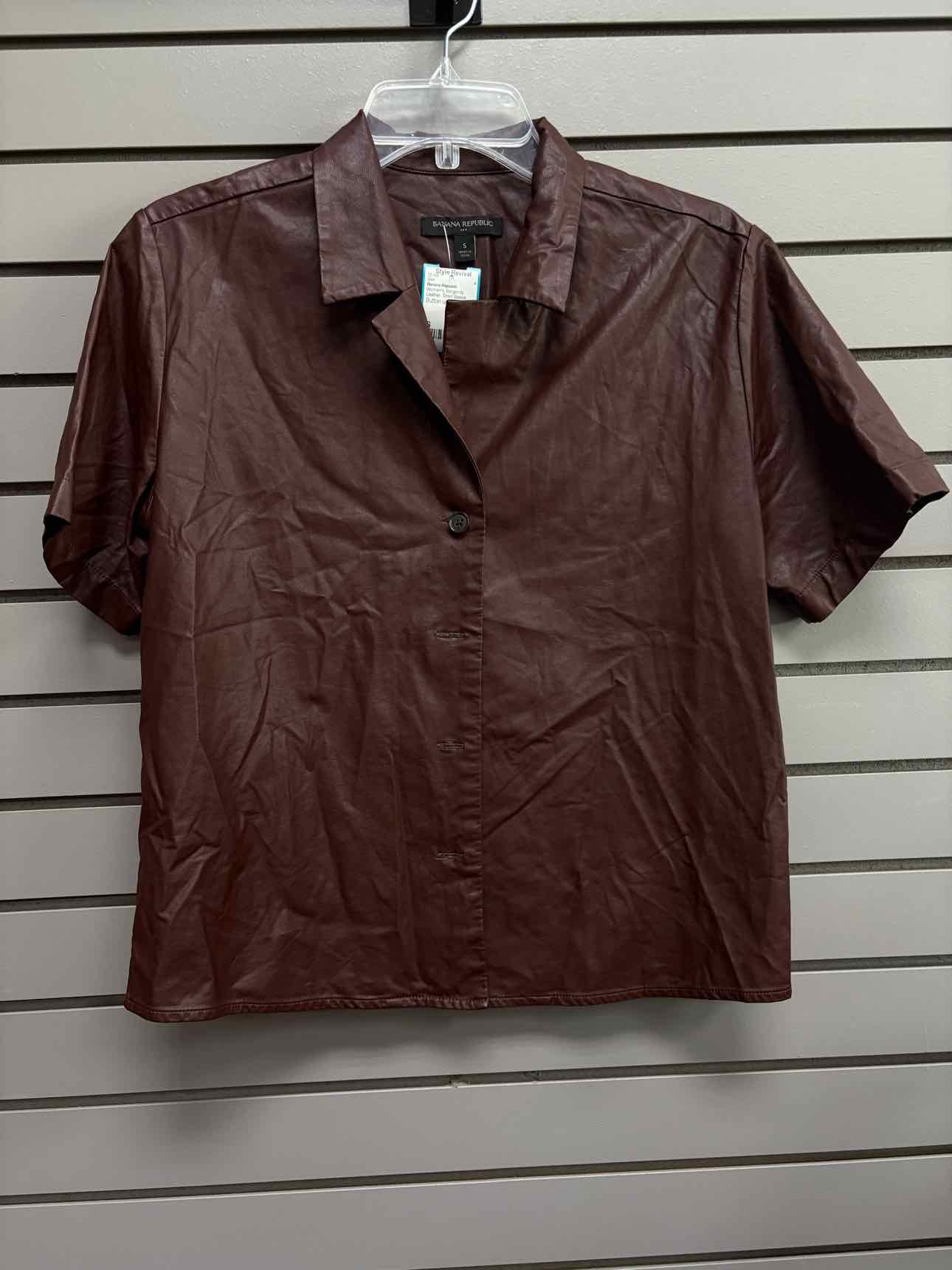 Women's Women Size S Burgundy Banana Republic Leather Short Sleeve Shirt