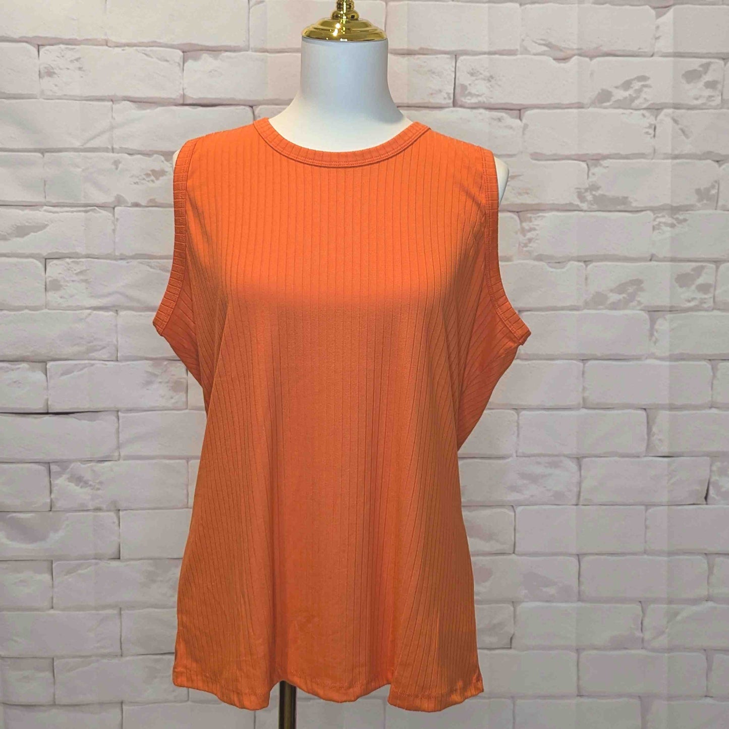 Plus Ribbed Muscle Tank - Orange