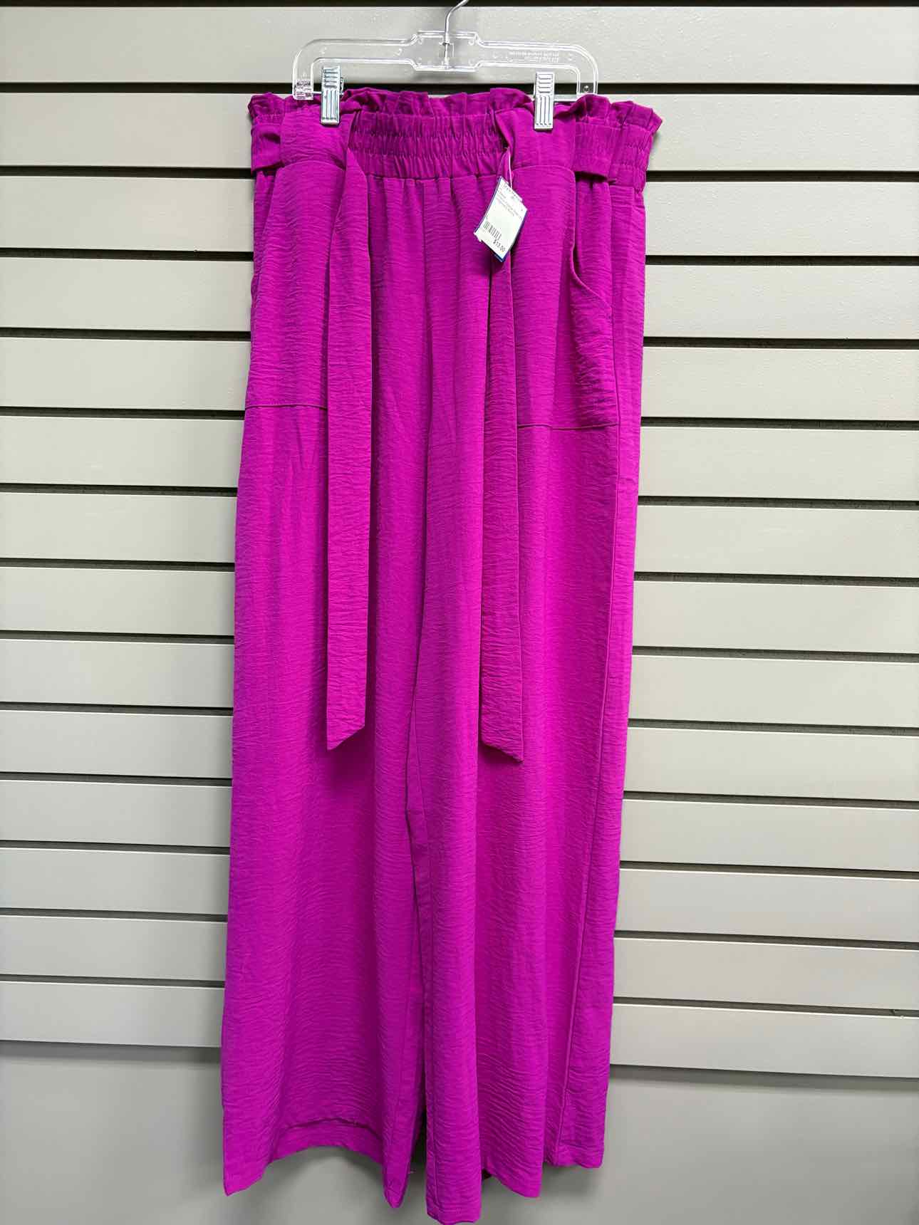 Women's Waist Size L Iwollence Fuschia Wide Leg Pant