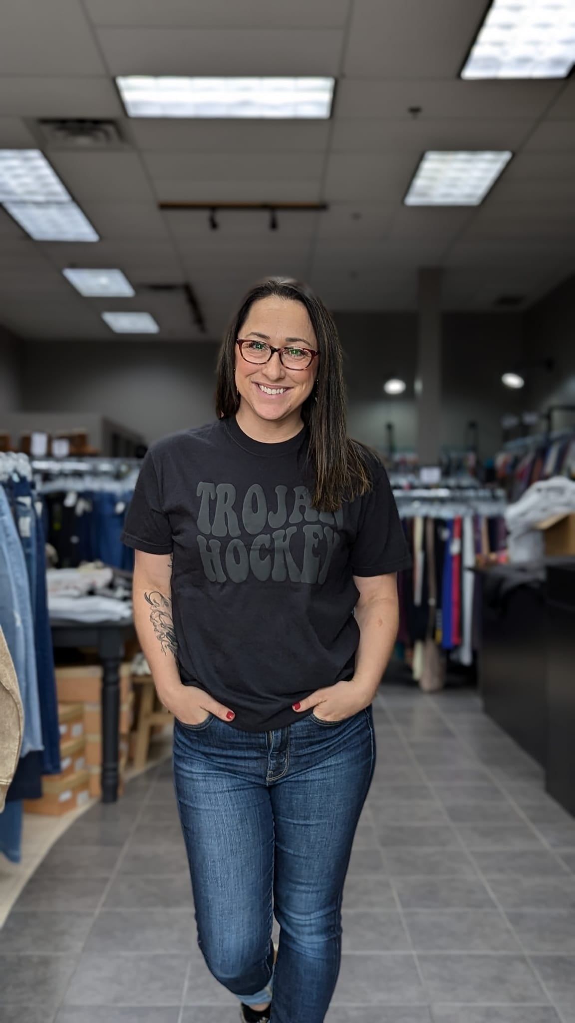 Plus Size Trojan Hockey Puff Tee