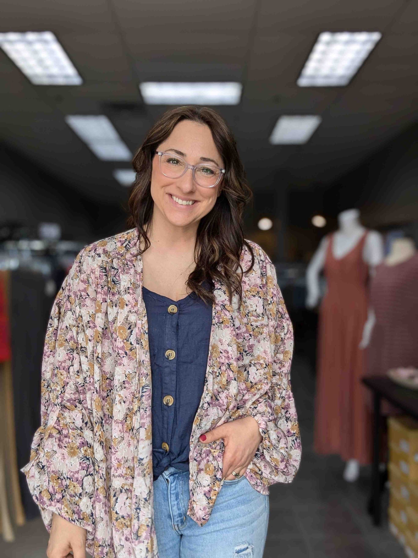 Floral Ruched Cardigan