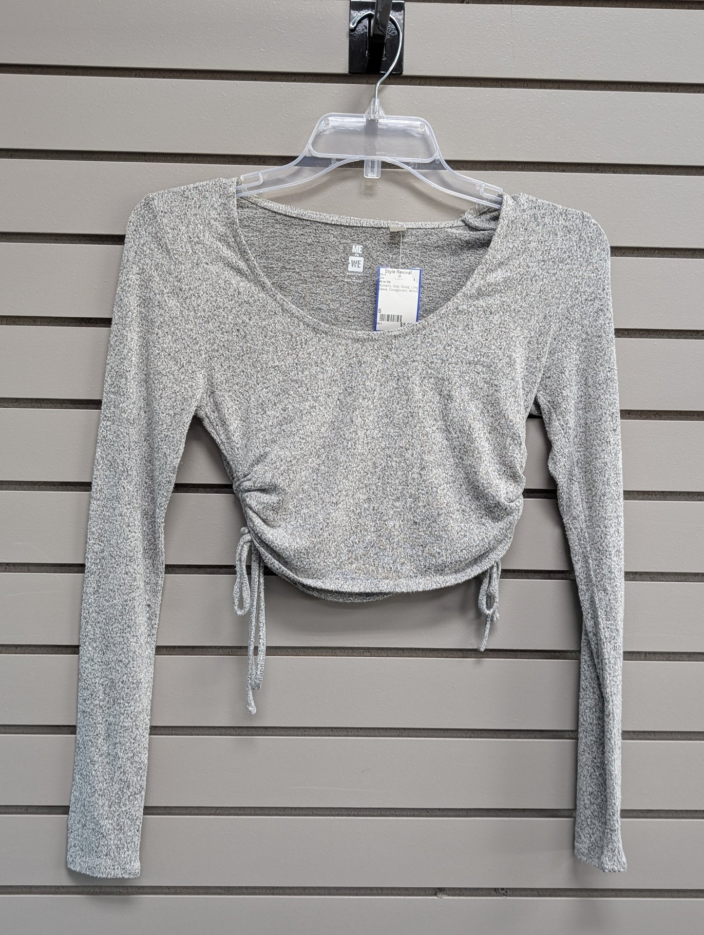Women's Women Size S Gray Me to We Scoop Long Sleeve Shirt