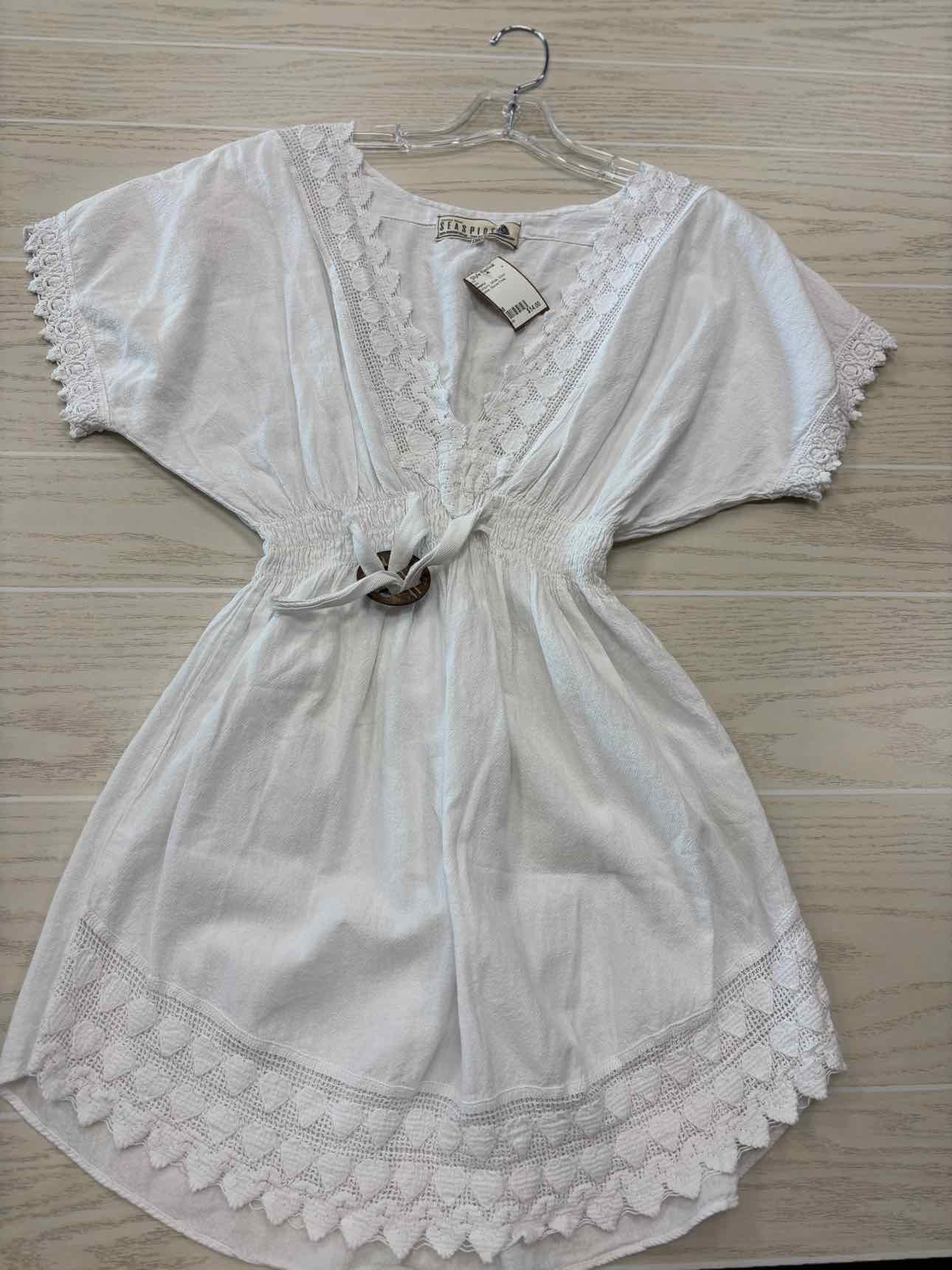 Women's Size M White Seaspice Short Sleeve Above Knee Dress
