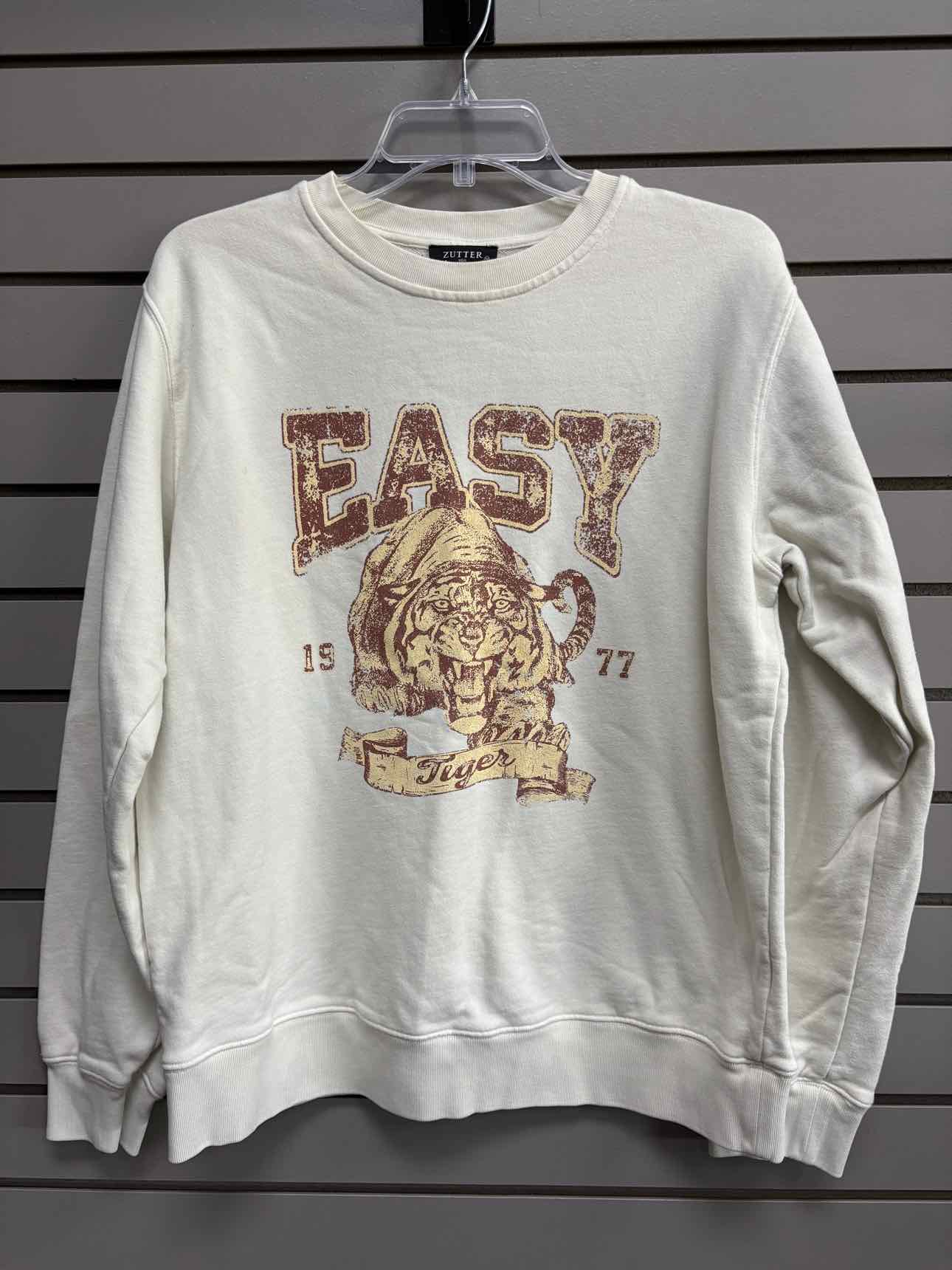 Women's Women Size M Cream Zutter Crew Long Sleeve Sweatshirt