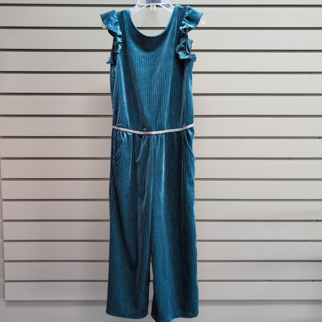Girl's Child Size 6 Teal Stripe Short Sleeve Dress