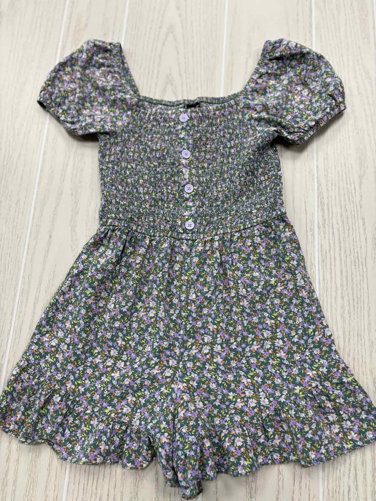 Girl's Child Size 7/8 art class Army Green Floral Off the Shoulder Dress