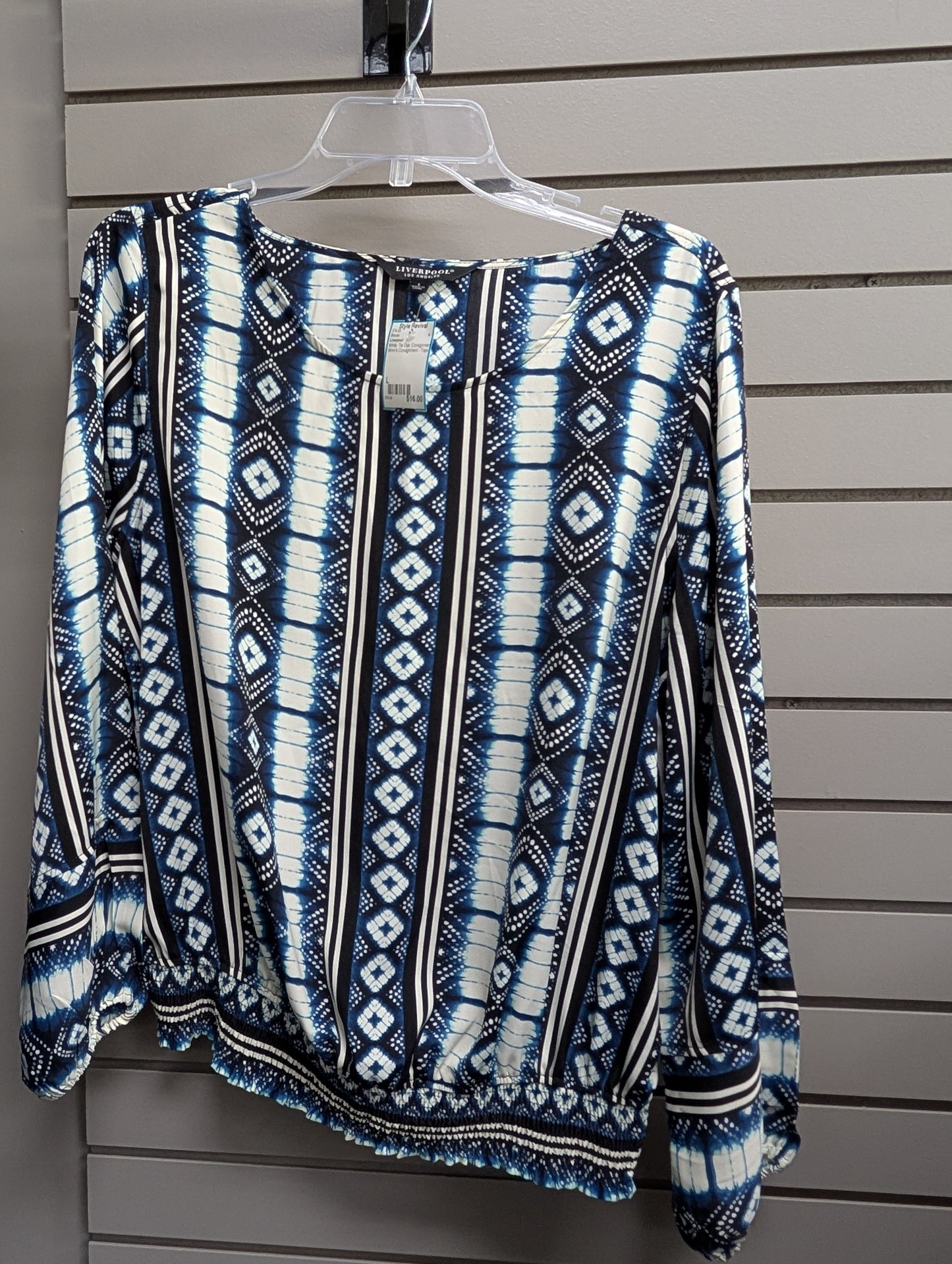 Women Size L White Liverpool Tie Dye Blouse