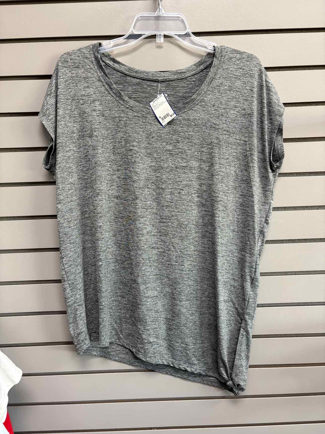 Women's Women Size M Light Gray Champion Heathered V-Neck Short Sleeve Shirt