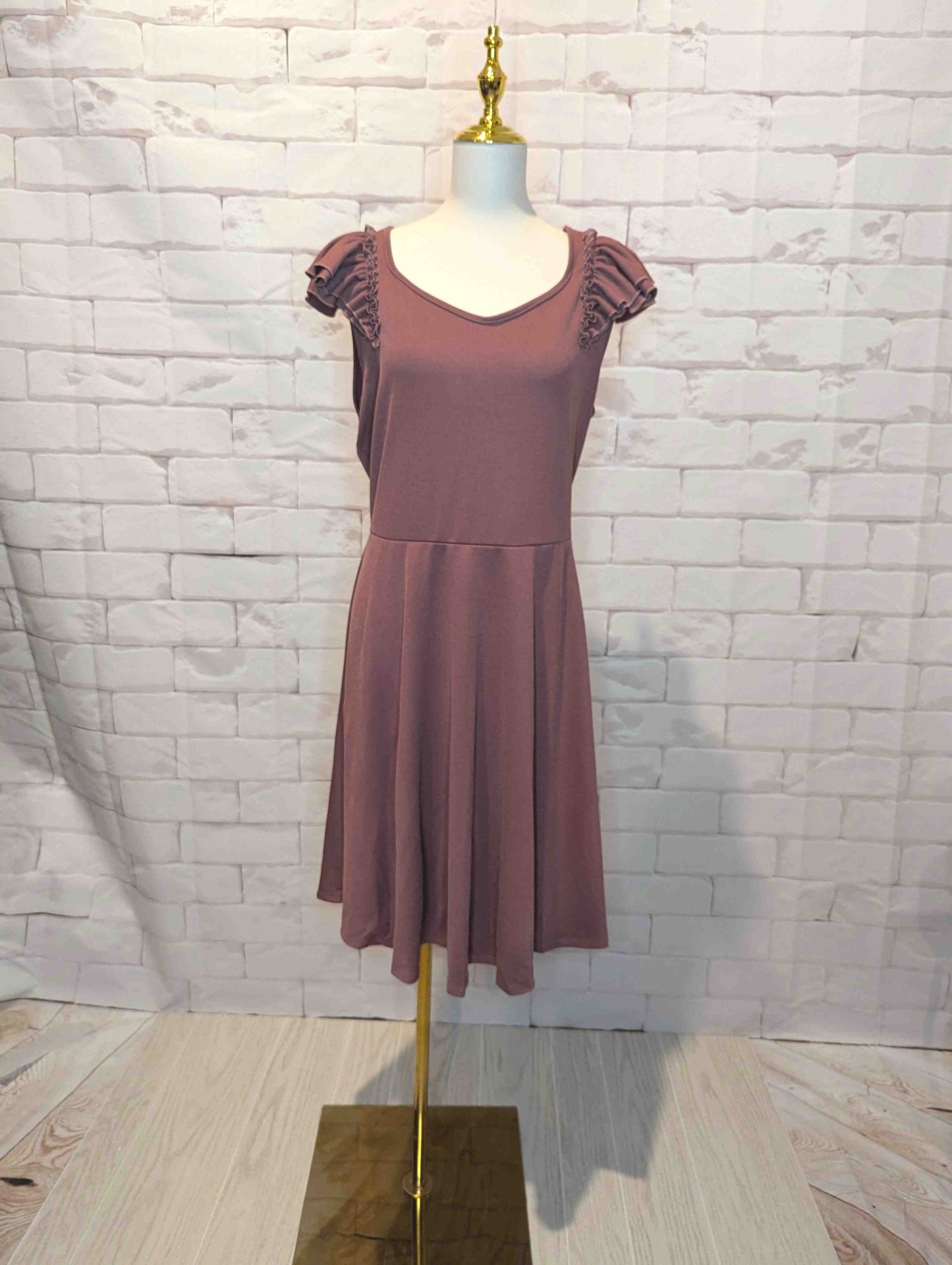 Plus Ruffle Sleeve Mauve Dress