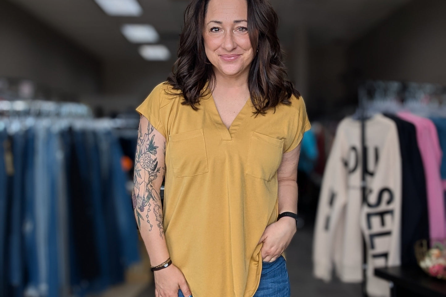 Double Pocket V-Neck Tee