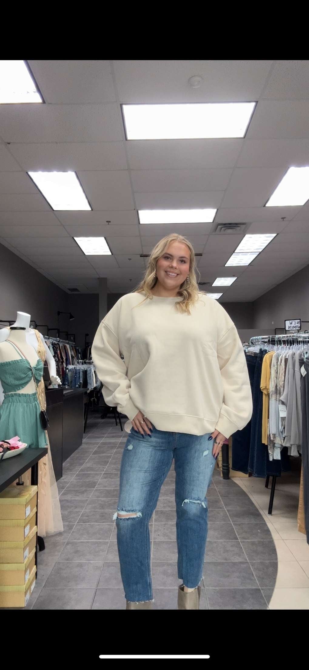 Be Yourself Oversized Plus Sweatshirt