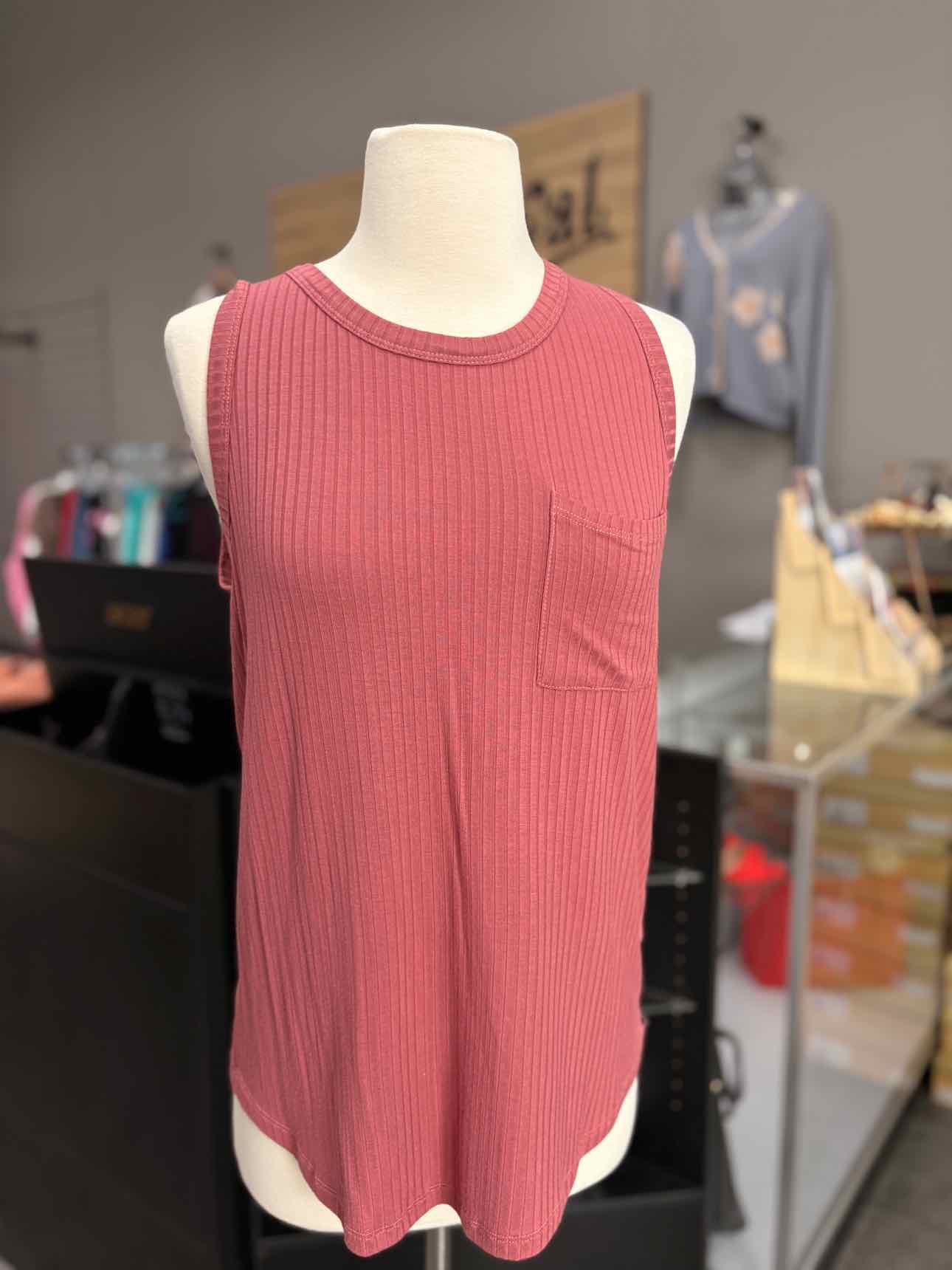 Women's Women Size S Mauve Staccato Ribbed Tank Shirt