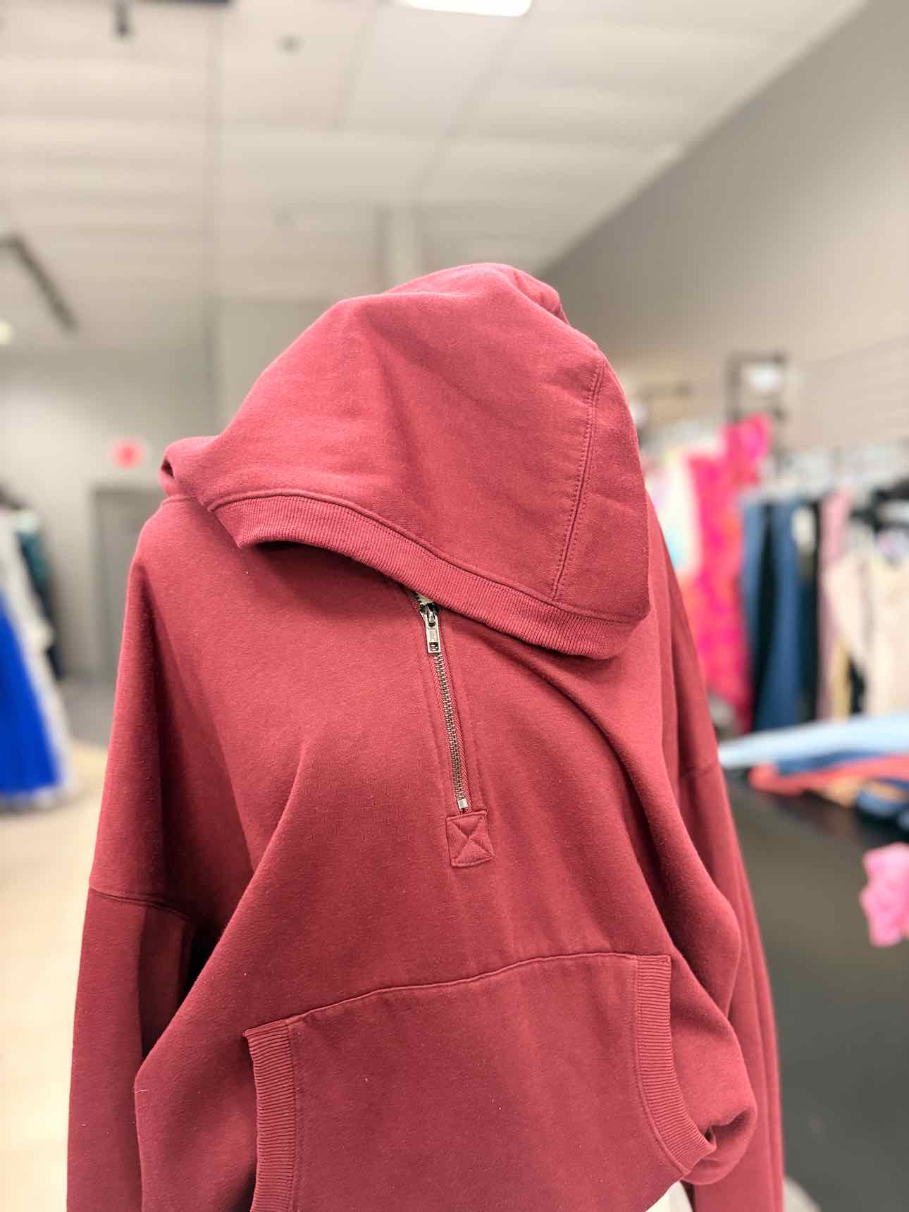 Women's Women Size M Burgundy BiBi Hooded Long Sleeve Sweatshirt