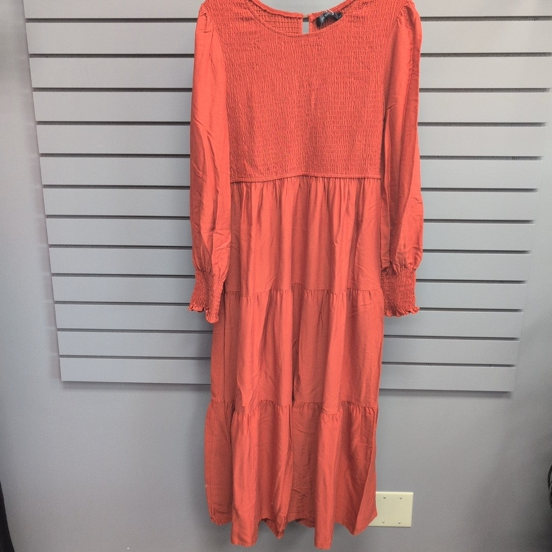 NWT Women's Size Large Burnt Orange Zesica Long Sleeve Maxi Dress