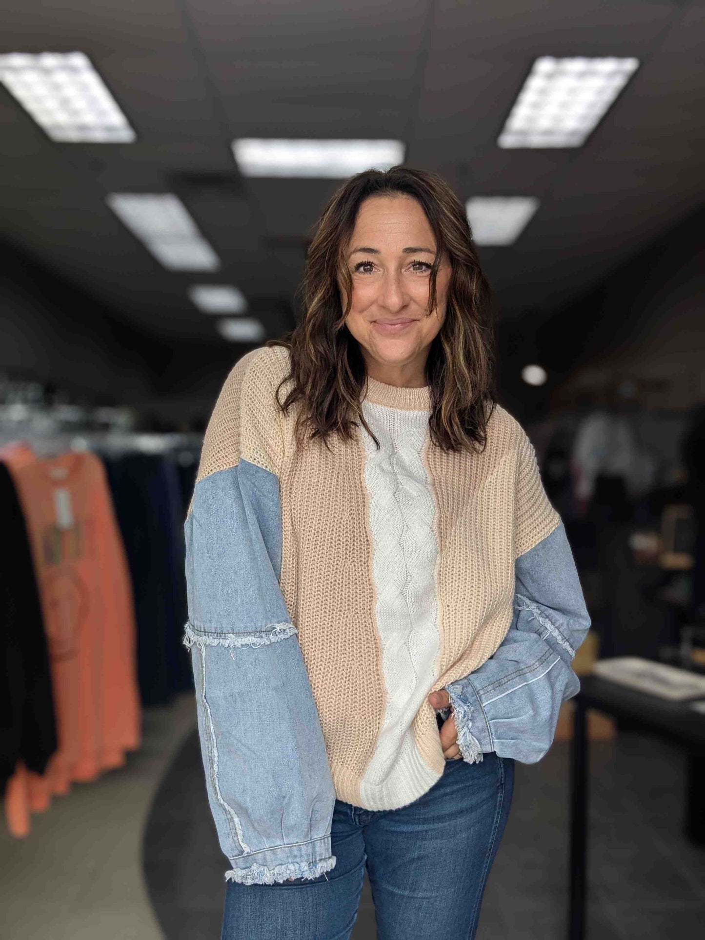 Mocha Multi Texture Sweater