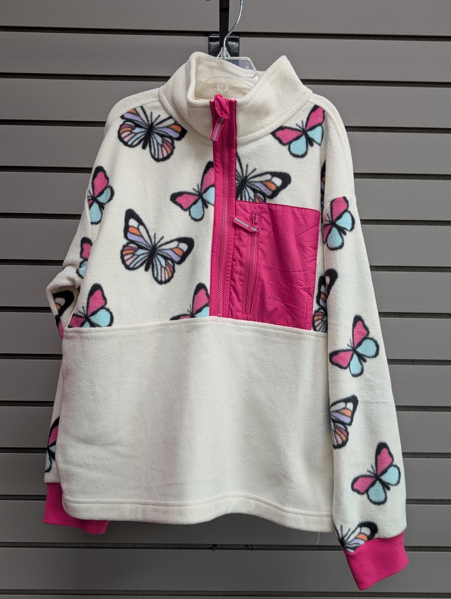Girl's Child Size 10/12 Member's Mark Multi-Color Butterfly 3/4 Zip Sweatshirt