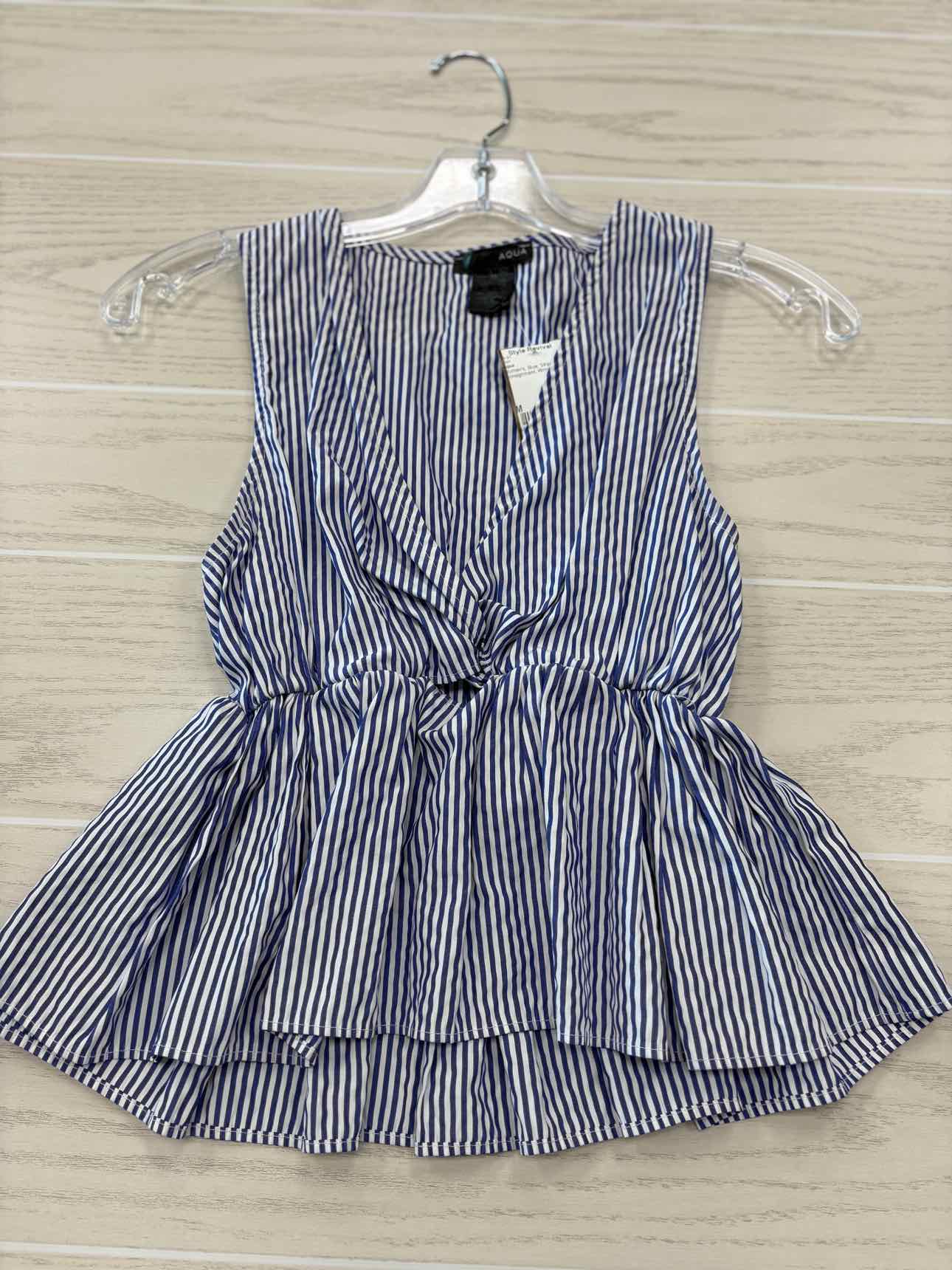 Women's Women Size M Blue Aqua Stripe Shirt