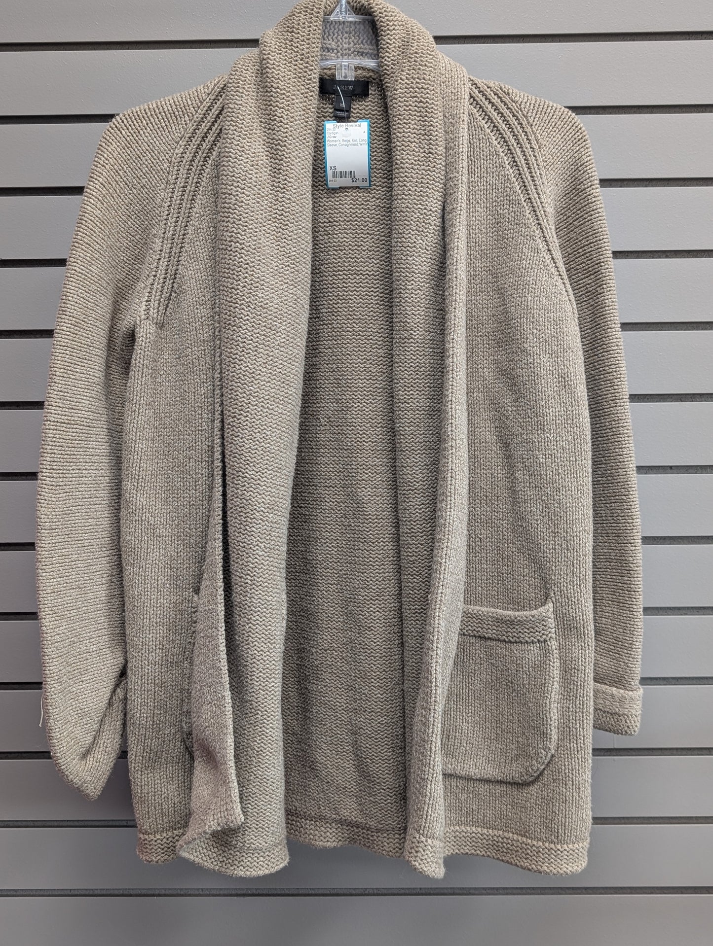 Women's Women Size XS J.Crew Beige Knit Long Sleeve Cardigan