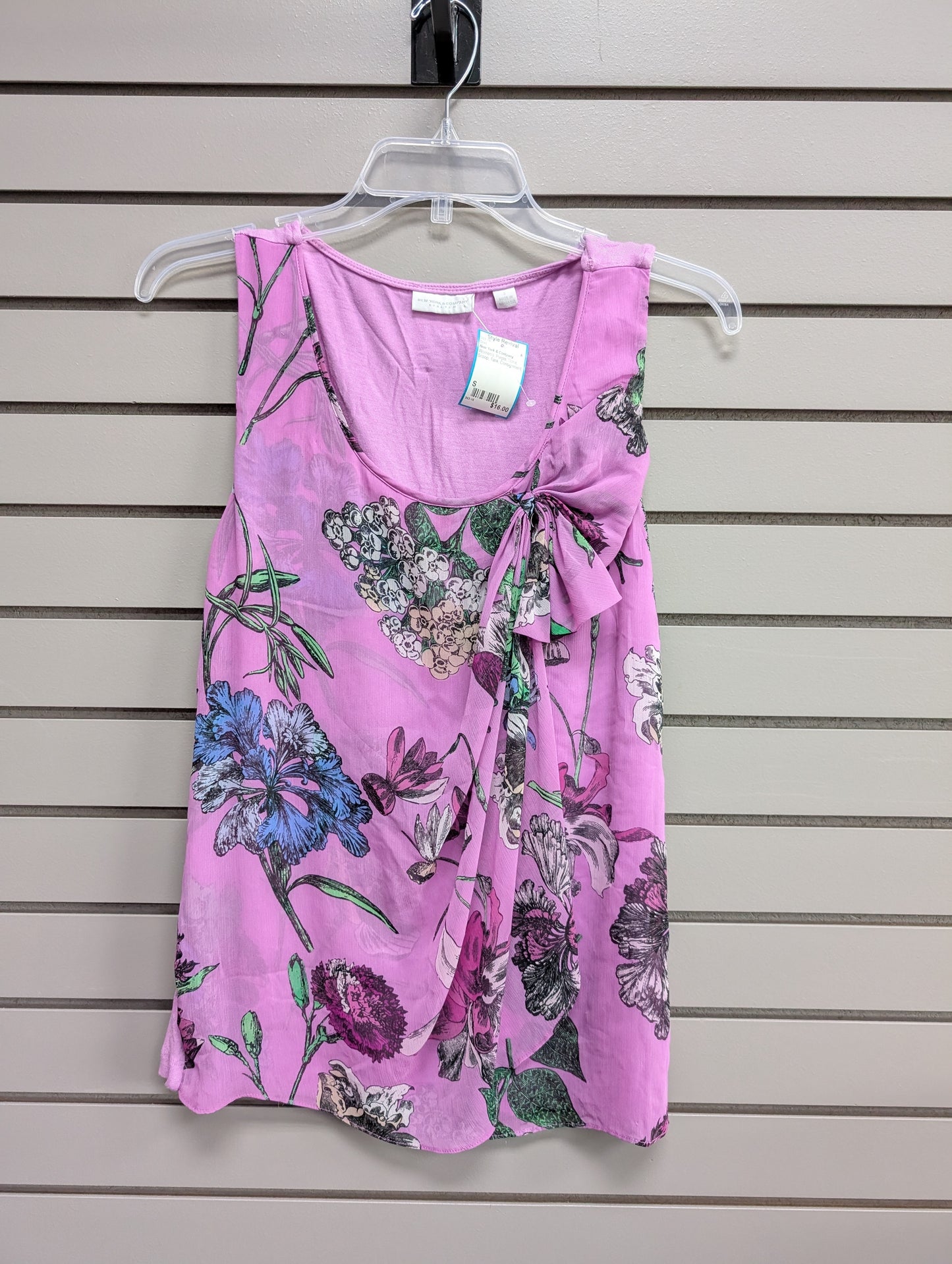 Women's Women Size S Purple New York & Company Floral Scoop Tank Shirt