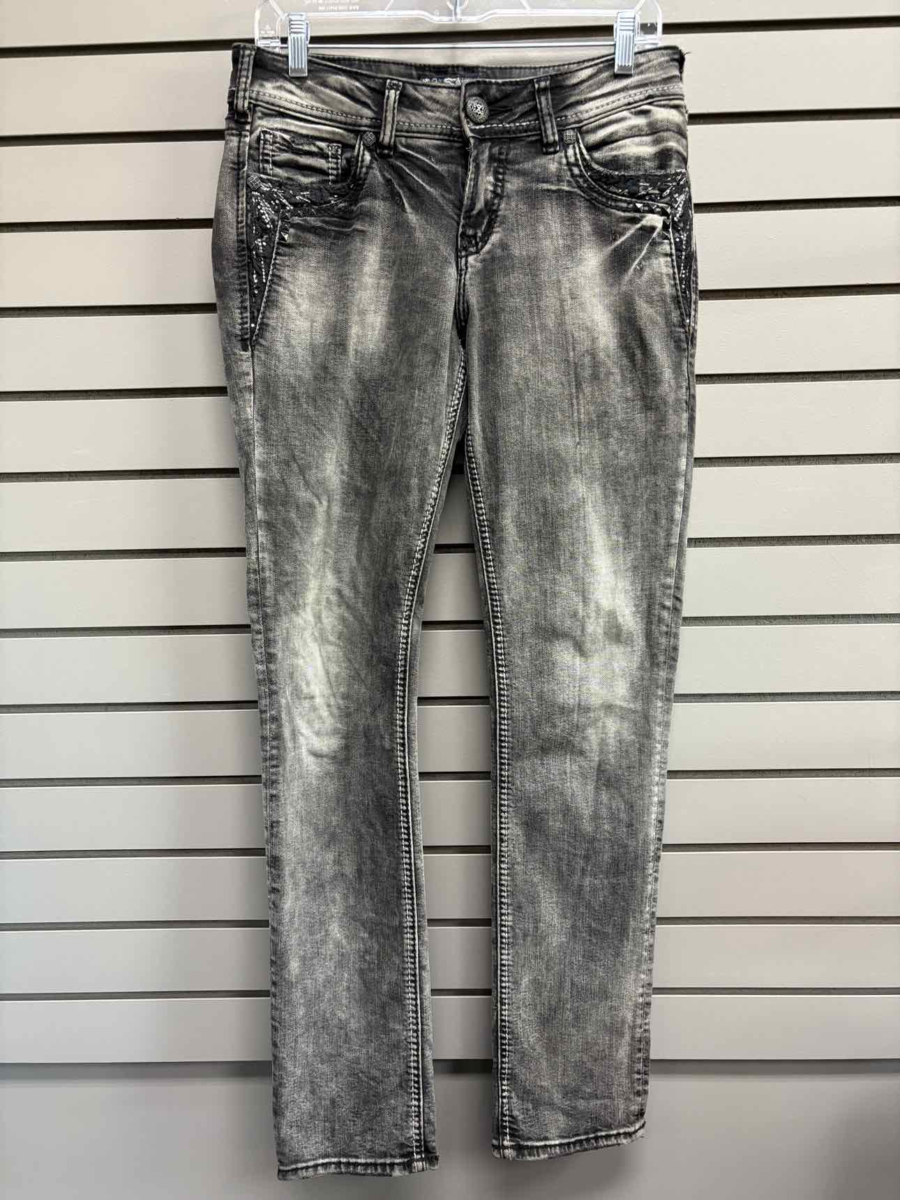Women's Waist Size 28 Silver Black Jean