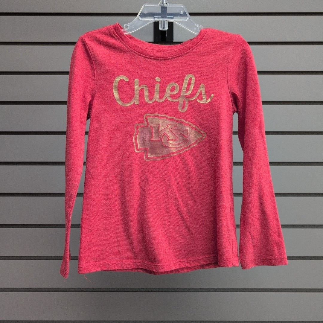 Girl's Women Size 5 Red NFL Scoop Long Sleeve Shirt