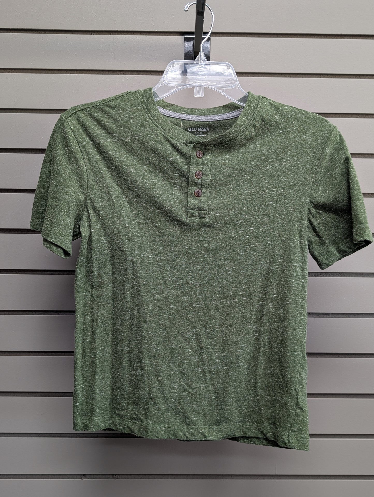 Boy's Child Size 10/12 Army Green Short Sleeve Shirt