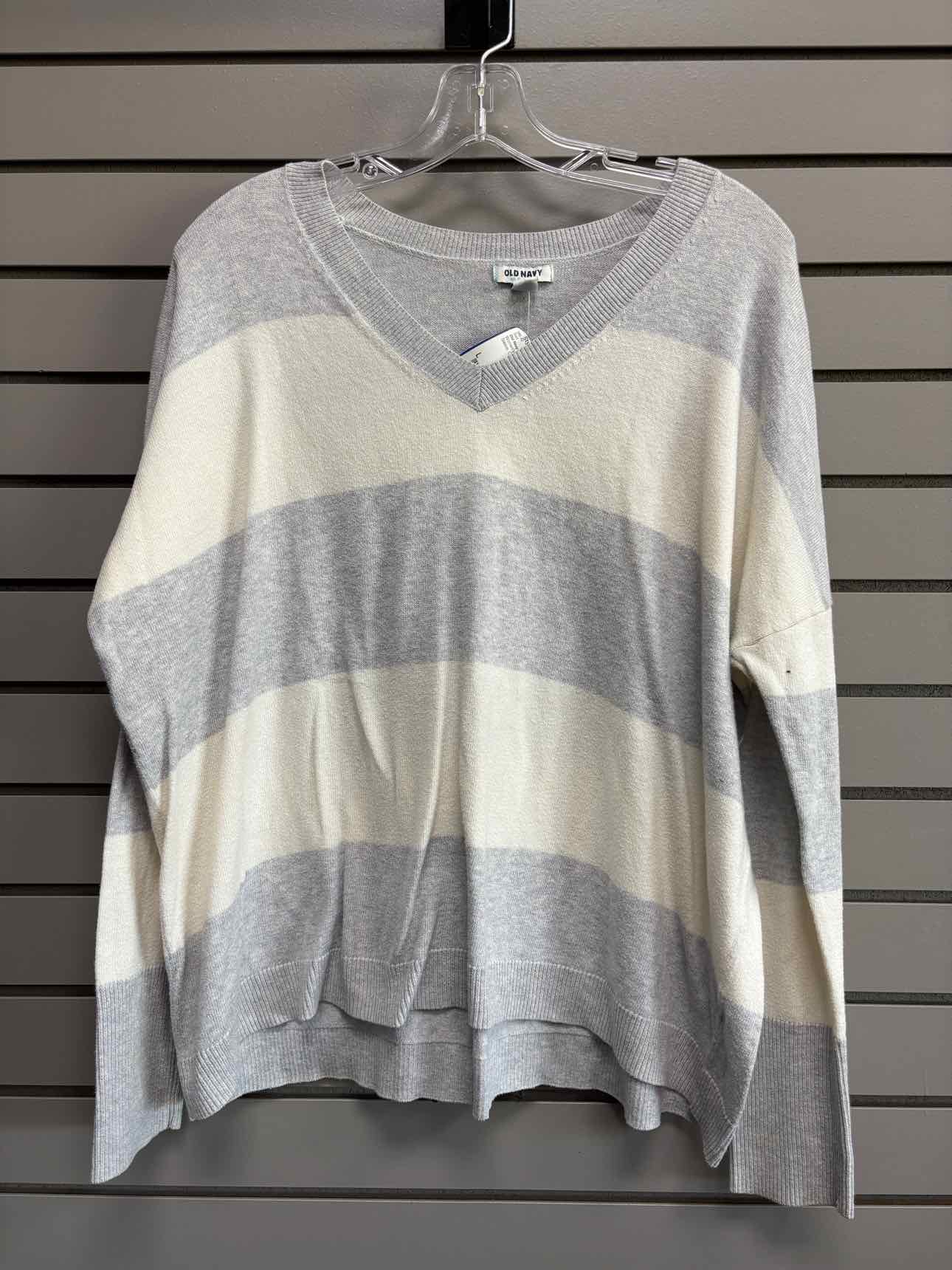 Women's Women Size L White Old Navy Stripe Long Sleeve Shirt
