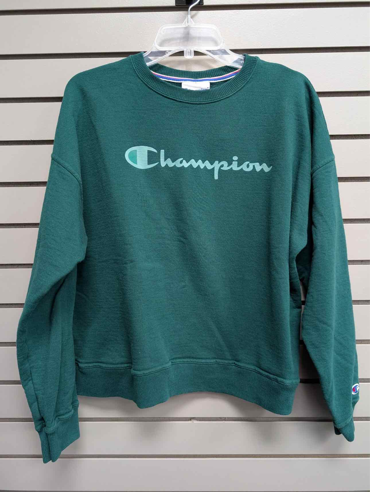 Women's Women Size L Deep Green Champion Crew Long Sleeve Sweatshirt