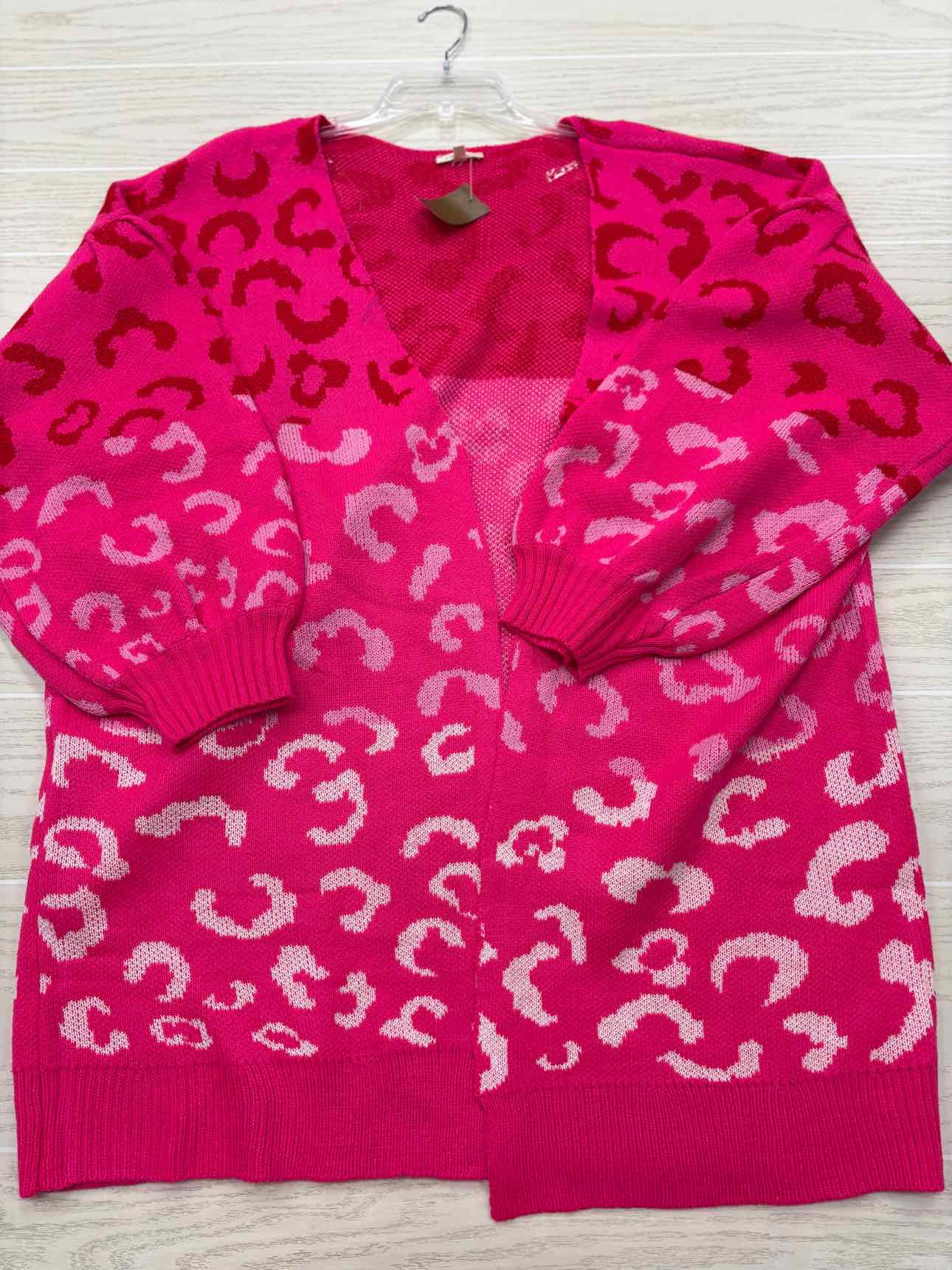 Women Size 2X Jodifl Pink Animal Print Cardigan