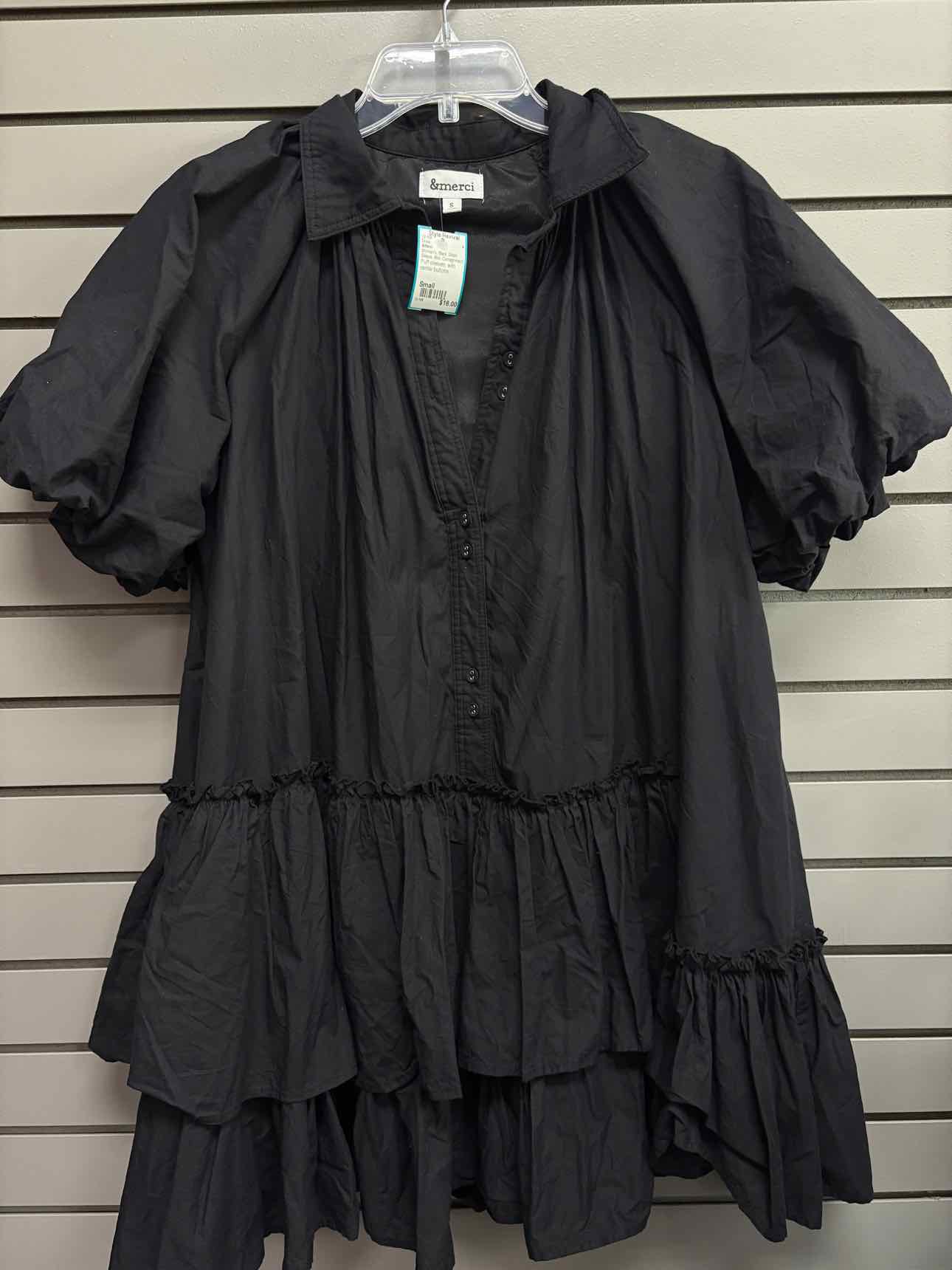 Women's Size Small Black &Merci Short Sleeve Mini Dress