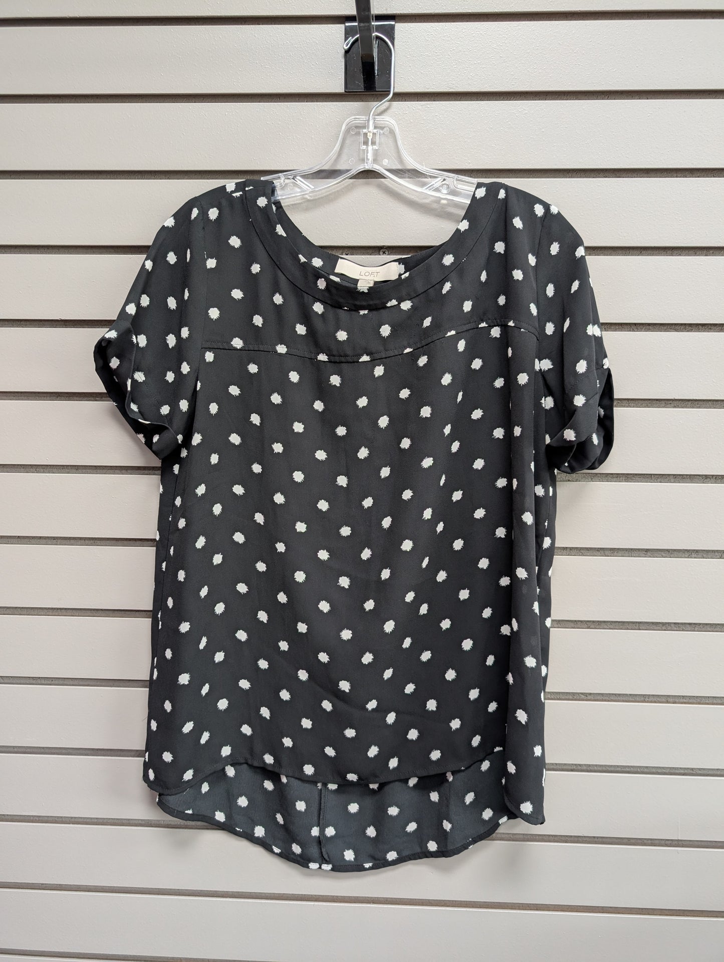 Women's Women Size S Black & White LOFT Polka Dot Short Sleeve Shirt