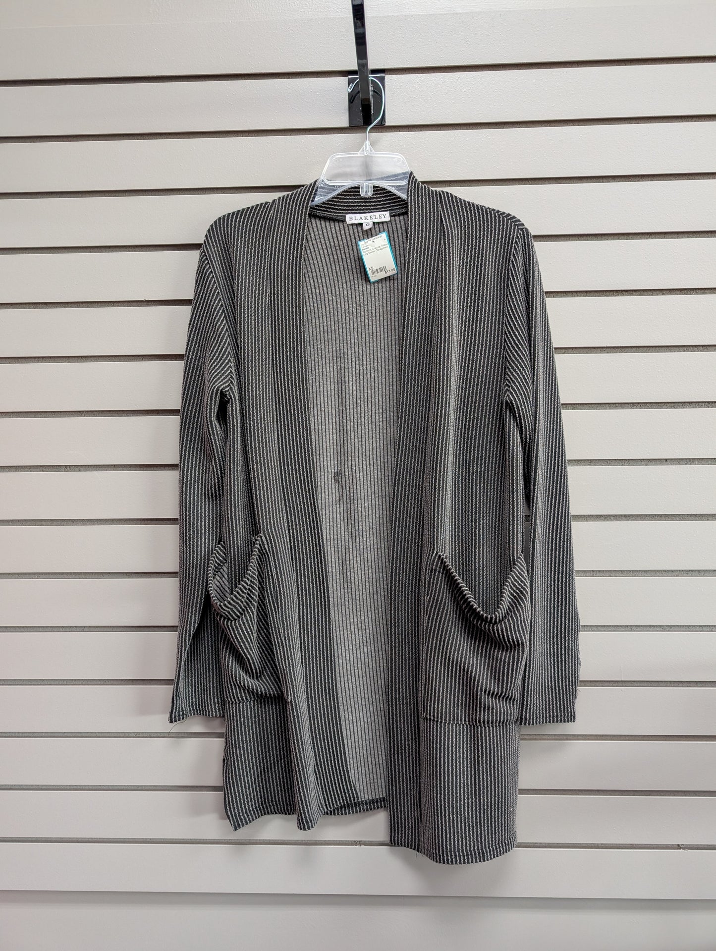 Women's Women Size XS Blakeley Charcoal Ribbed Long Sleeve Cardigan
