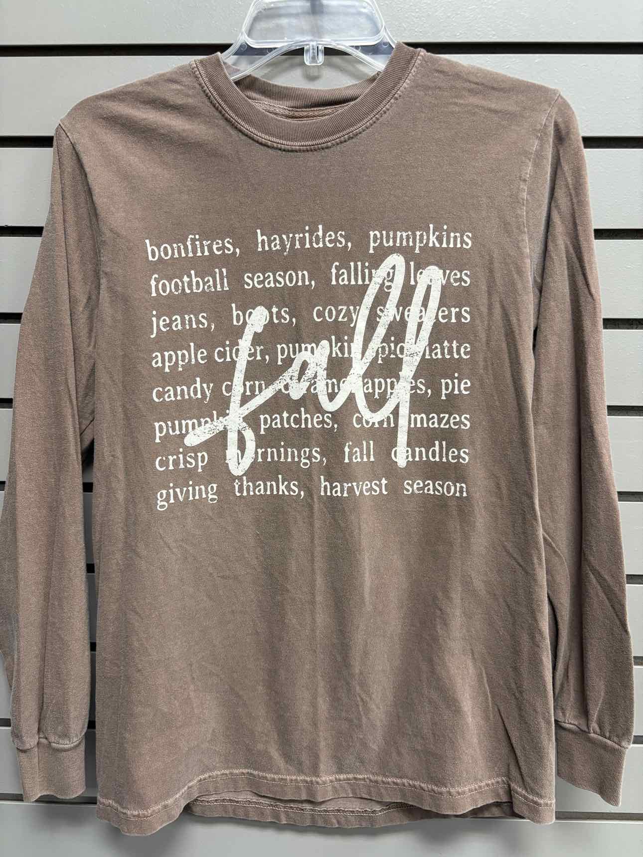 Women's Women Size S Brown Comfort Colors Long Sleeve Shirt