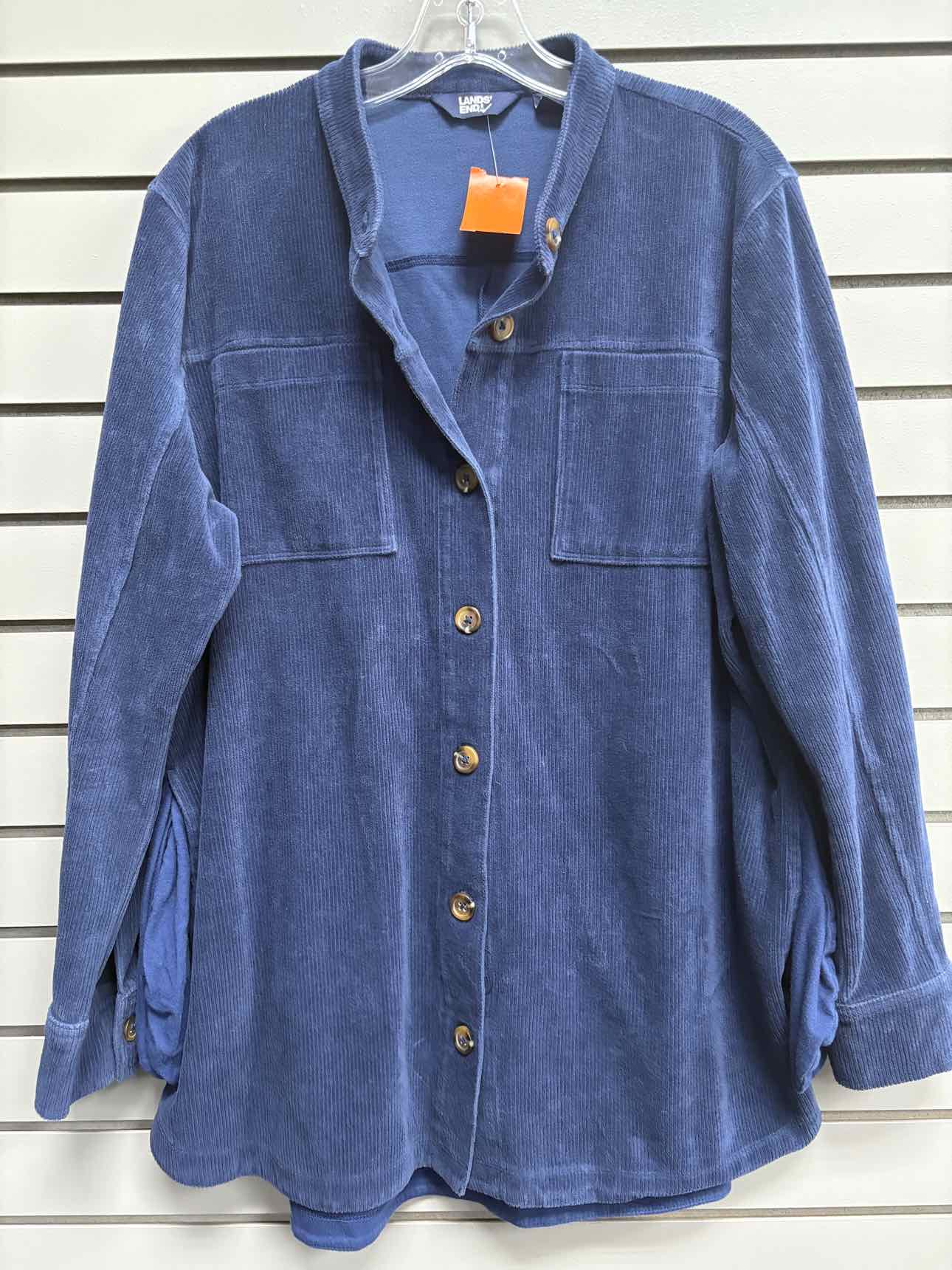 Women's Women Size XL Blue Lands' End Ribbed Long Sleeve Shirt