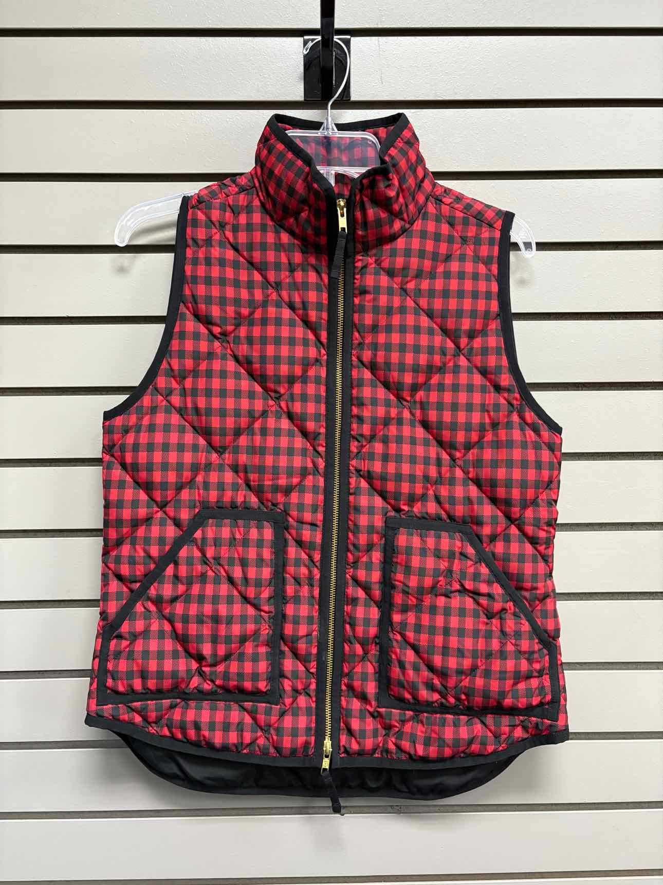 Women's Women Size S J.Crew Red Plaid Sleeveless Vest