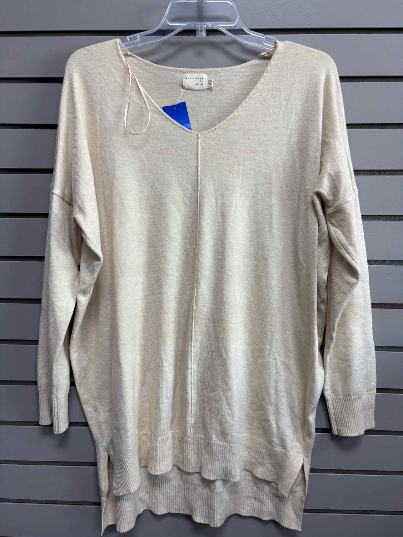 Women's Women Size M/L Cream dreamers by debut V-Neck Long Sleeve Shirt