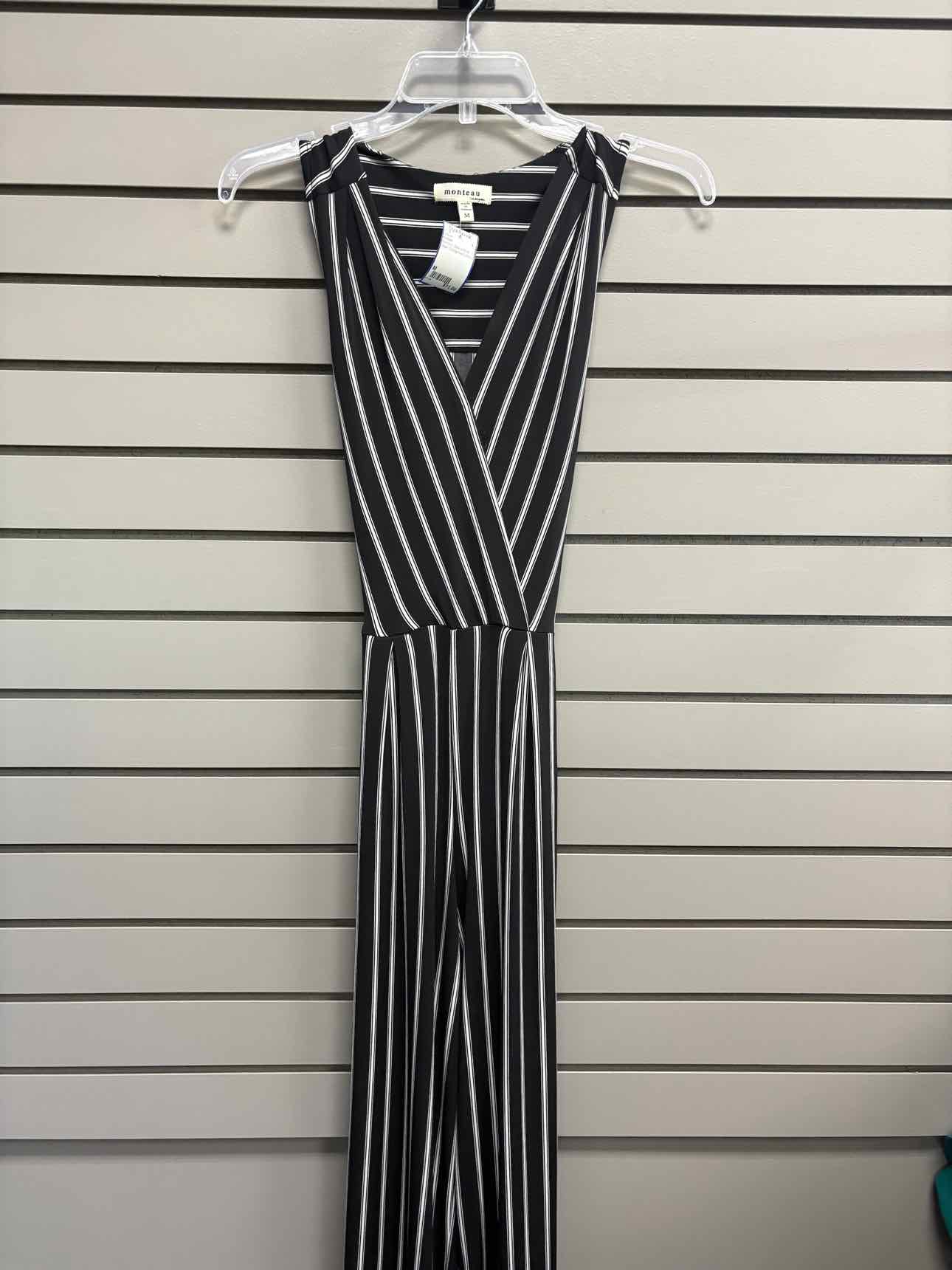 Women's Women Size M Black & White monteau Stripe Jumpsuit