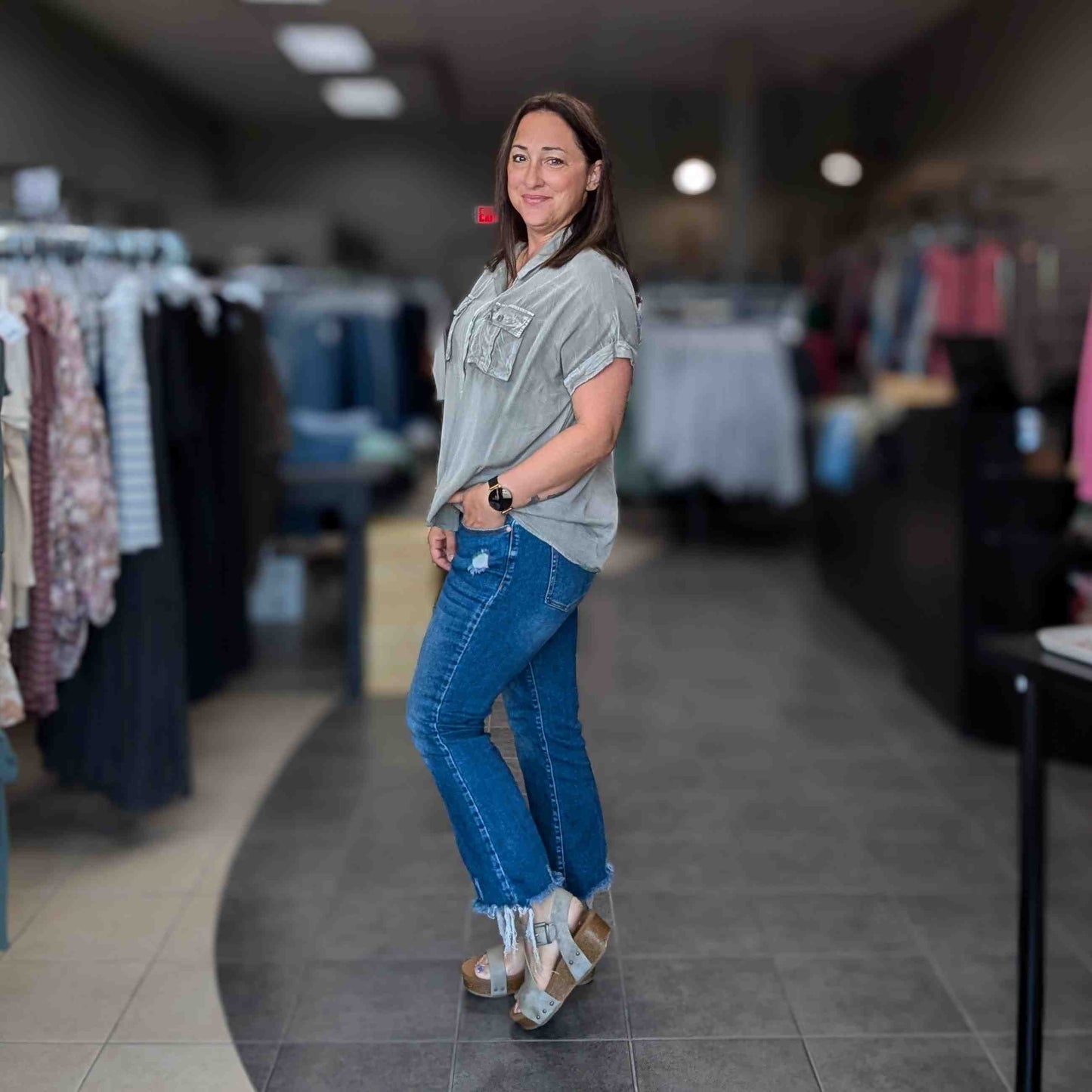 Dolman Sleeve Washed Tencel Safari Shirt