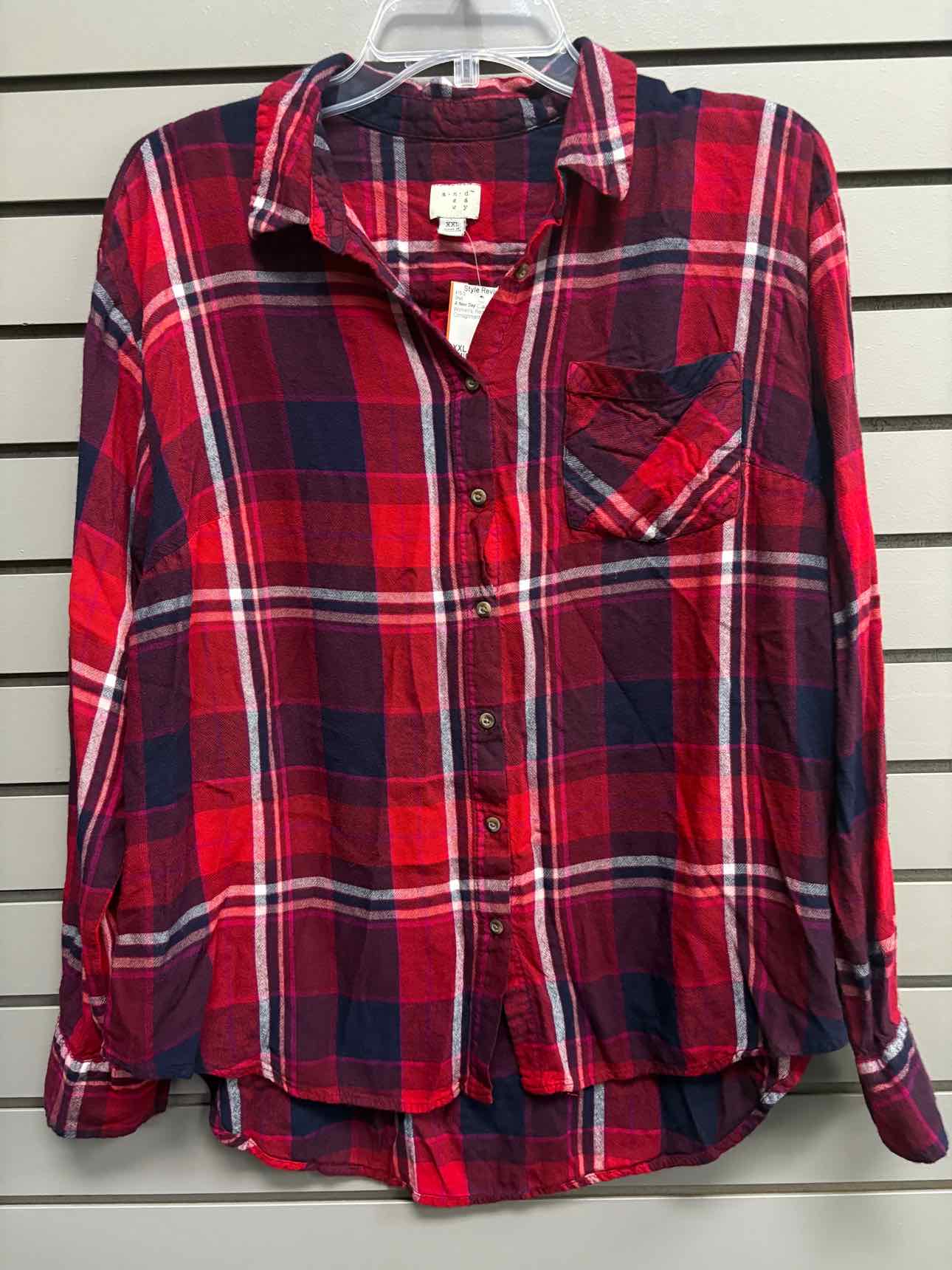 Women's Women Size XXL Red A New Day Long Sleeve Shirt