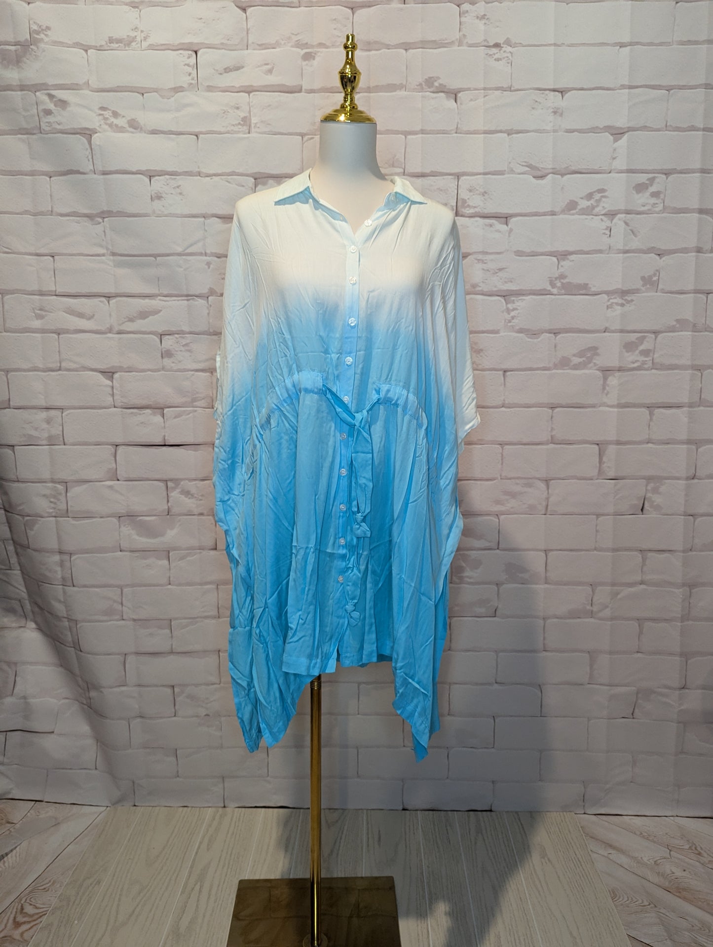 Plus Sky Blue Button-Up Tunic