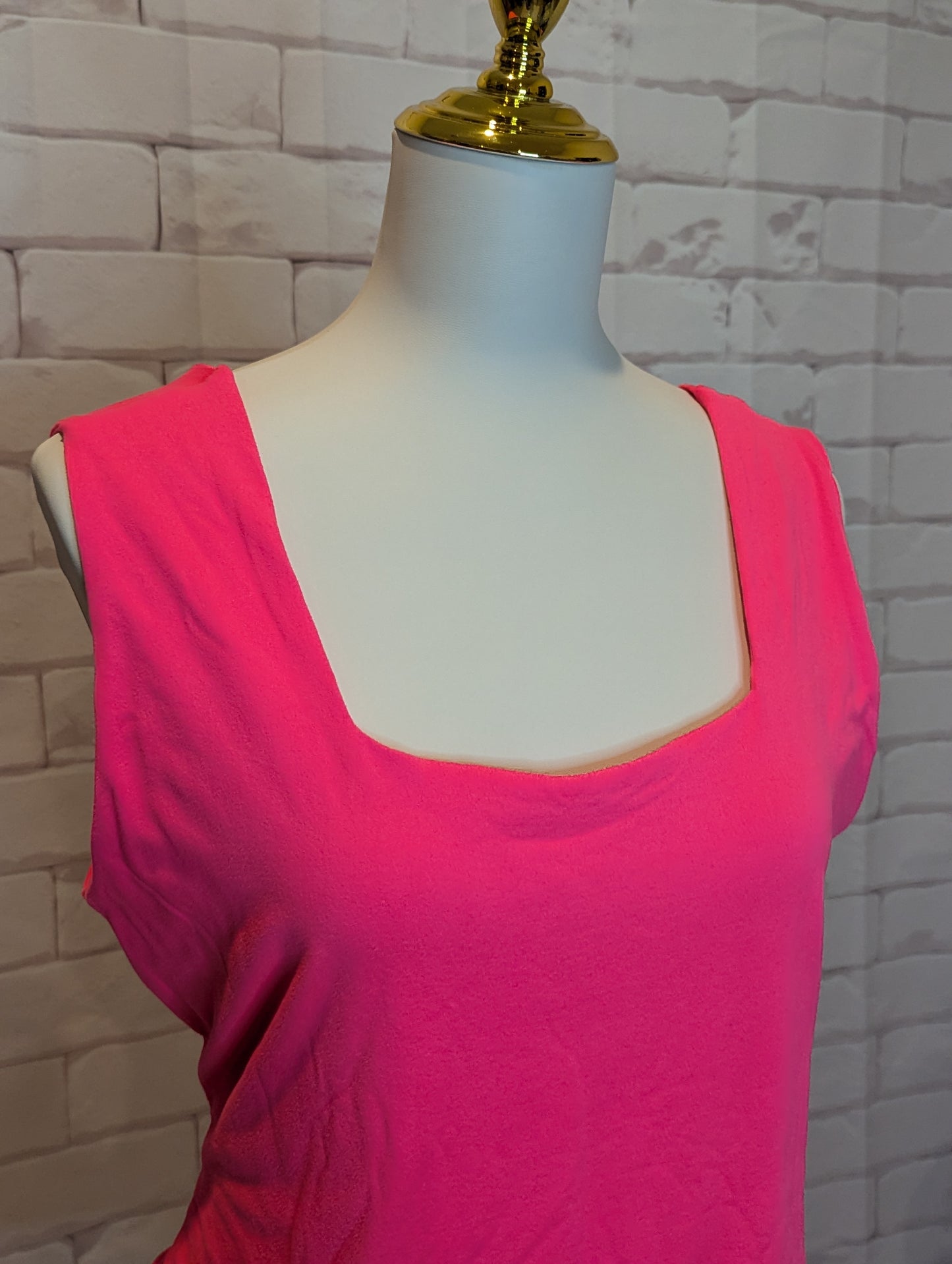 Plus Square Neck Bodysuit - Hot Piink