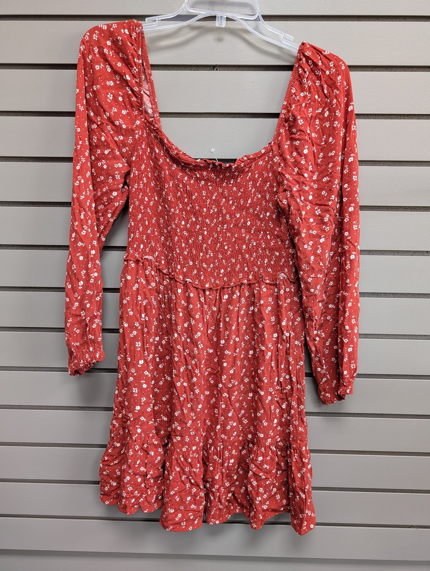 Women's Size M Orange LA Hearts Long Sleeve Floral Above Knee Dress
