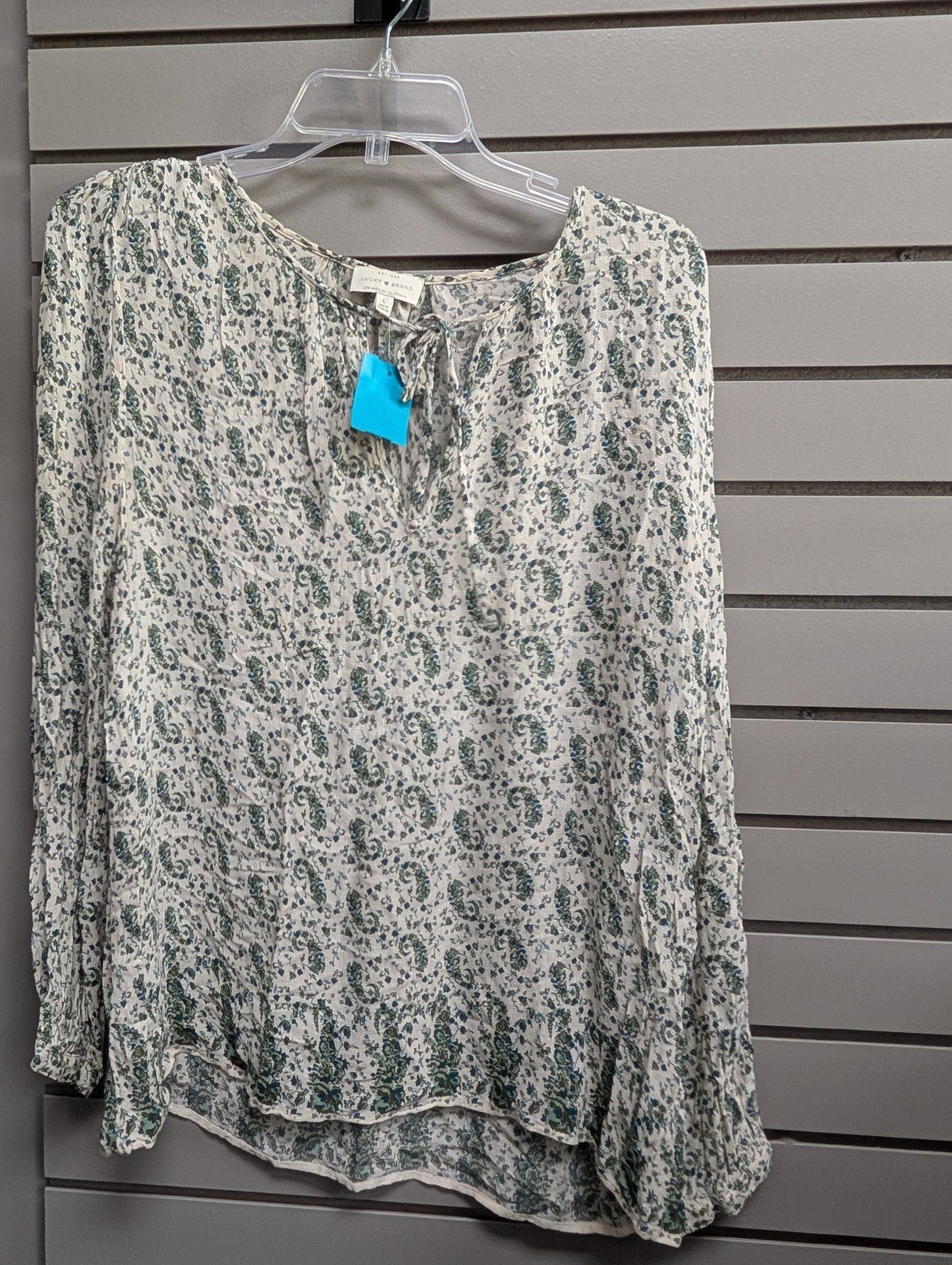 Women Size L White Lucky Floral sleeves Long Sleeve Blouse